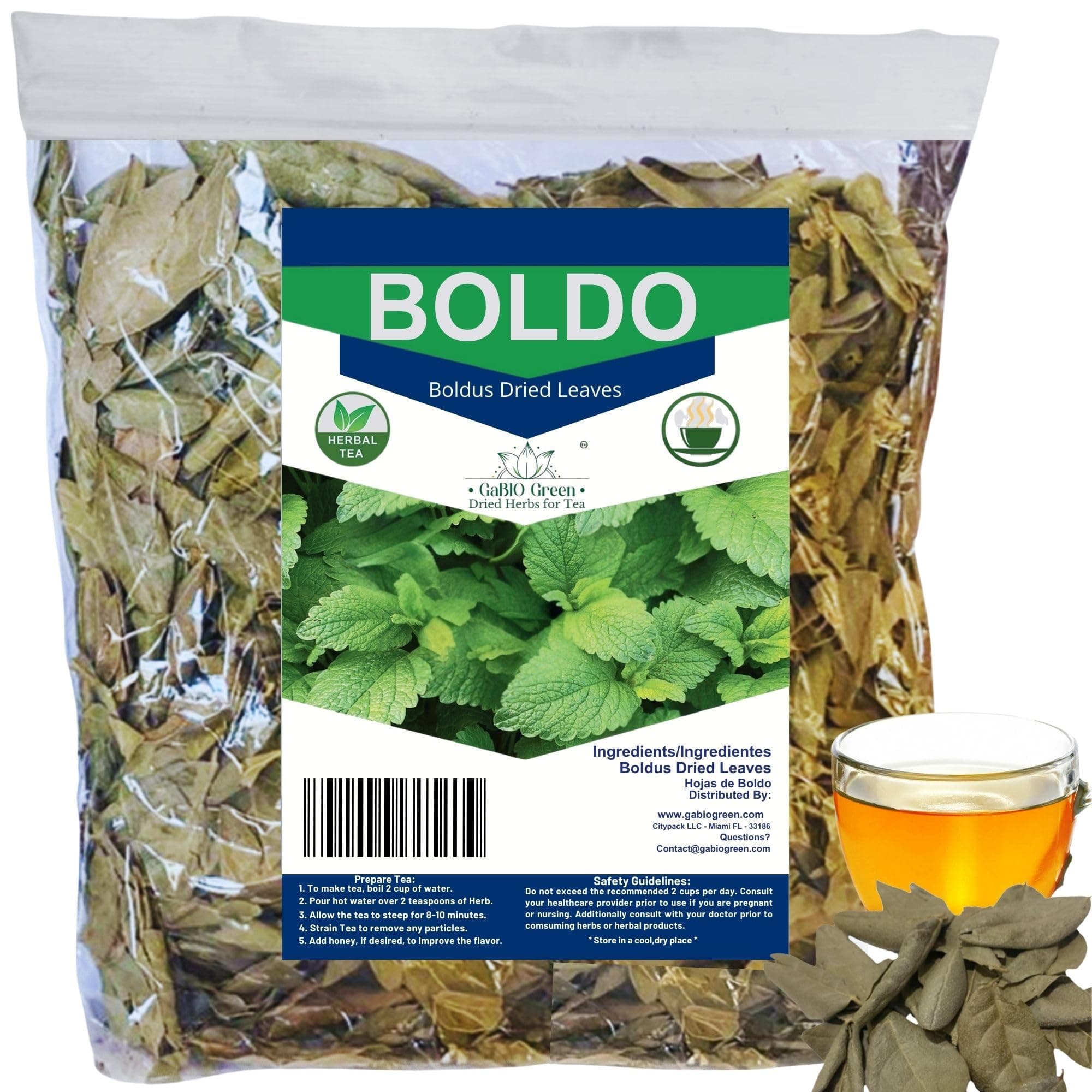 Gabio Green- Boldo Dried Leaves,(4 oz/114 Gr), whole Boldo Leaf, 100% Natural Detox, Hojas De Boldo, Peumus Boldus Herbal Tea, Boldo Tea, Packaged in The USA