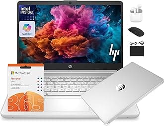 14 Laptop Student Business 2025 Flagship Computer, AI Copilot, 4-Core 13th Gen Intel CPU, 16GB RAM 628GB Storage (128GB UFS+500GB Ext), 1-Yr Office 365, Long Battery HubxcelAccessory Win 11S Silver