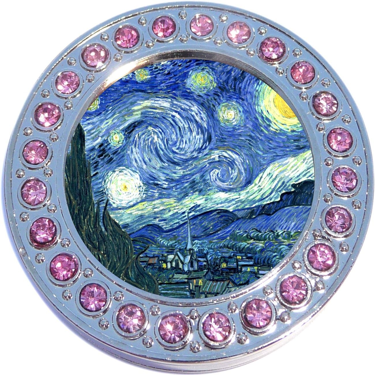 Pink Accent Starry Night Photo Purse Hanger Handbag Table Hook