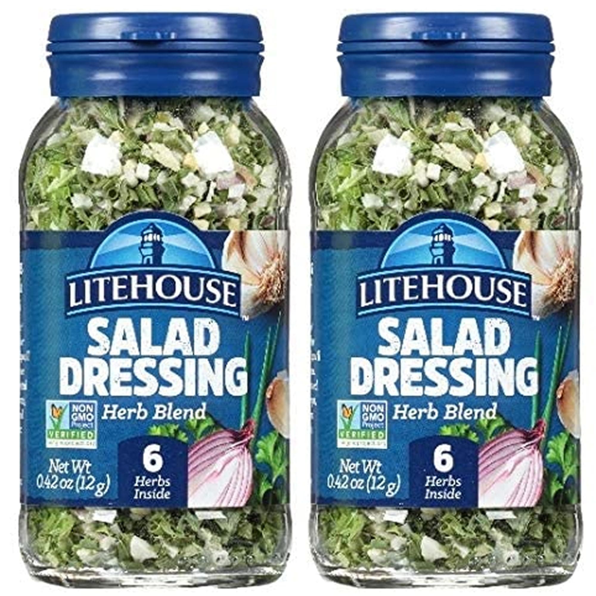 Freeze Dried Salad Dressing Herb Blend - Substitute For Fresh Salad Dressing, Fresh Herb Blend, Jar Equal To Blend Of 6 Herbs, Organic, Salad Seasoning, Non-Gmo, Gluten-Free - 0.42 Ounce, 2-Pack
