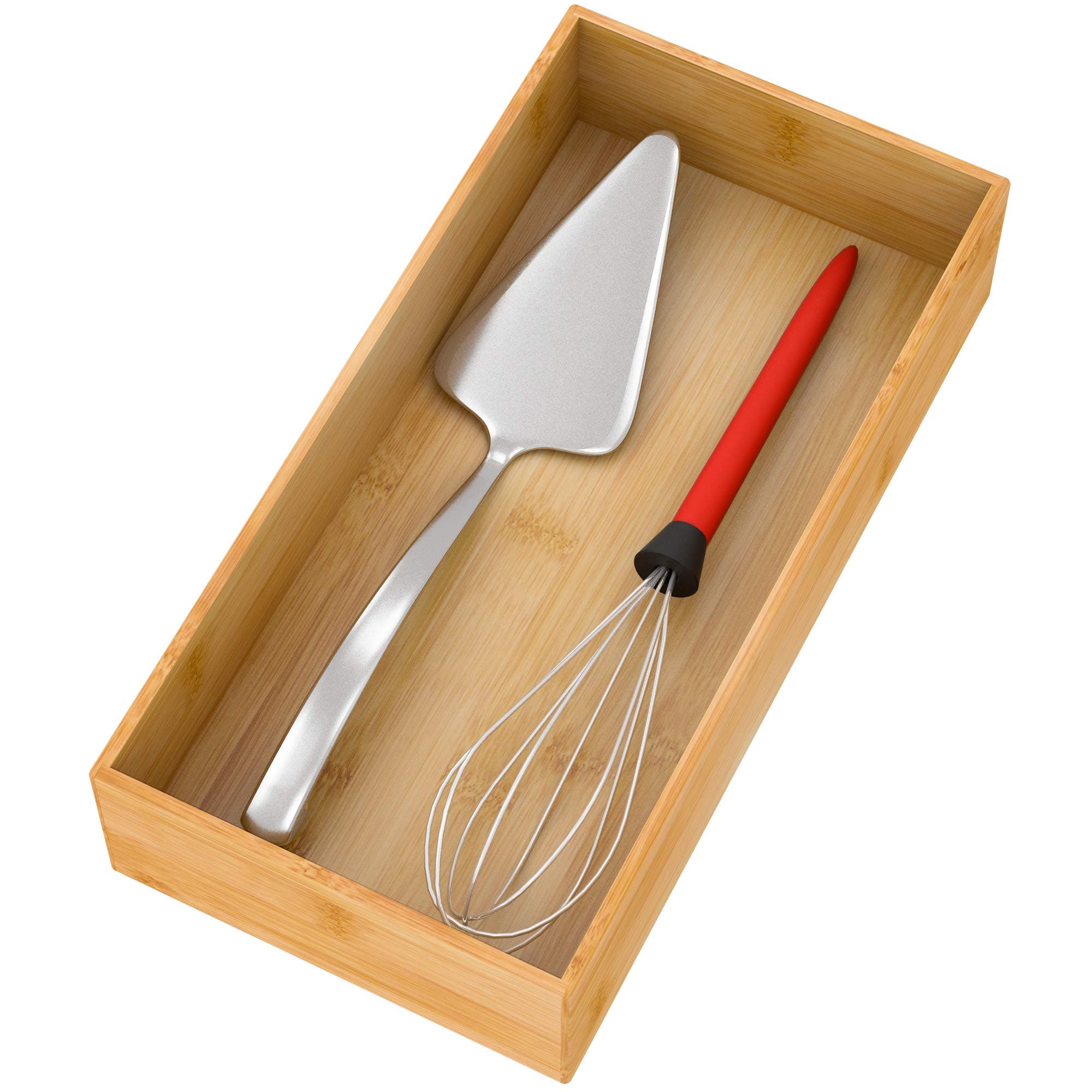 Bamboo Kitchen Drawer Organizer, Wooden Storage Box for Utensil Organizer Silverware Tray Cutlery Holder Flatware Containers - Multi-Use Deep Drawer Dividers Organizer for Bathroom, Jewelry, 12"6"2.5"