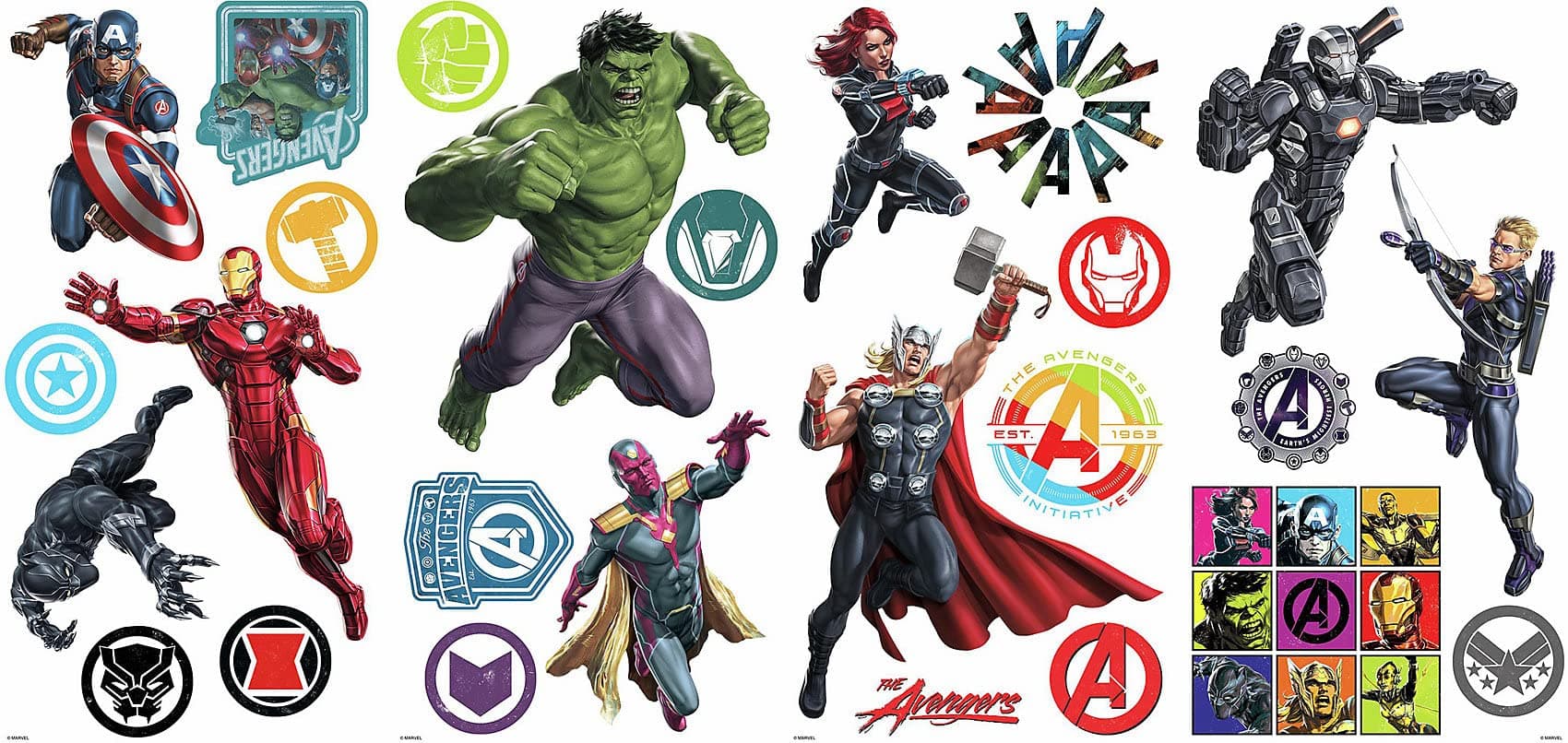RoomMates Marvel Classic Avengers Peel and Stick Wall Decals, RMK4289SCS
