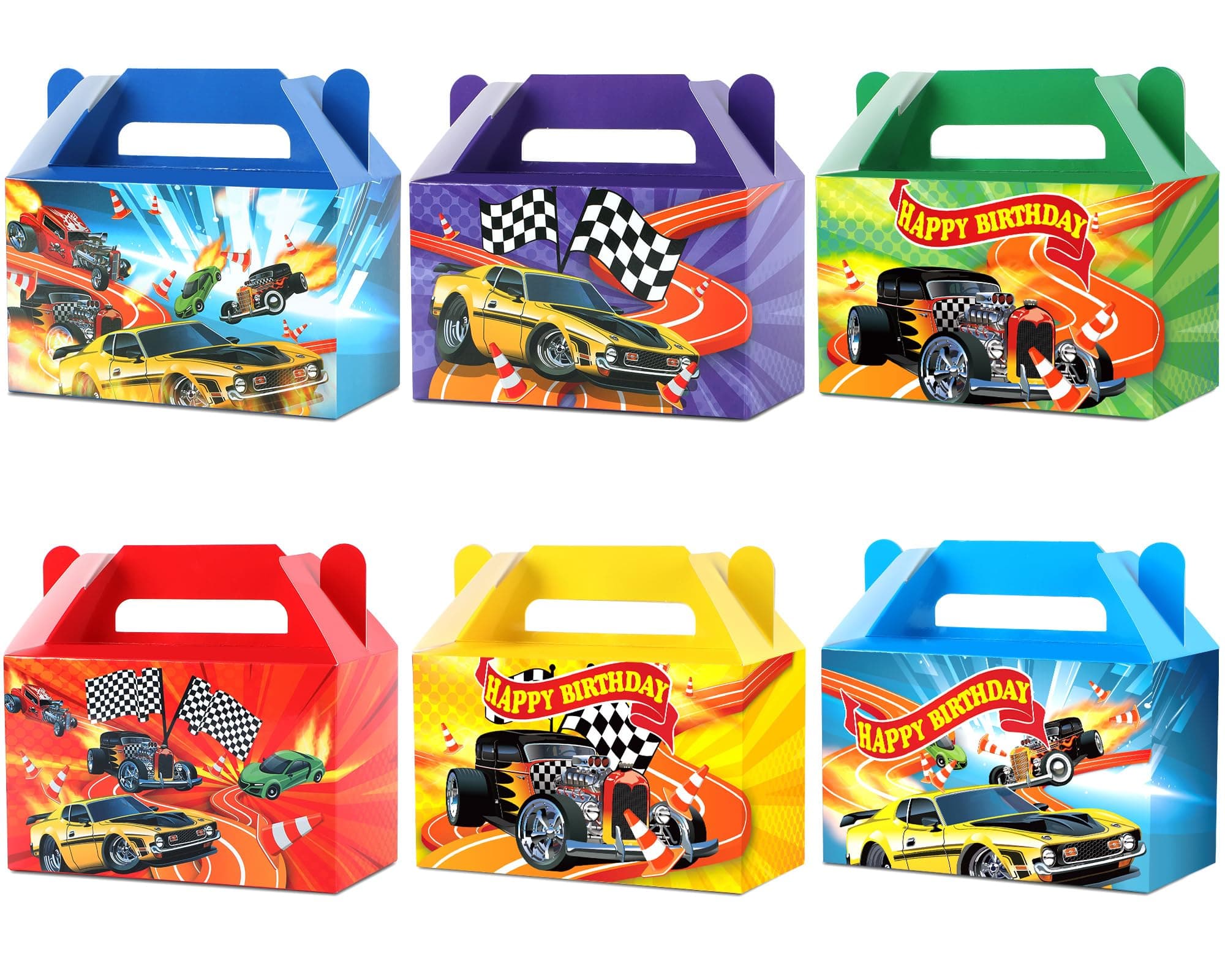 party greeting 12Pcs Race Car Treat Boxes Hot Car Gift Box Birthday Supplies Wheels Wild Goodie Gift Boxes Race Car Favor Box for Kid Boy Wheels Car Birthday Baby Shower Game Decoration