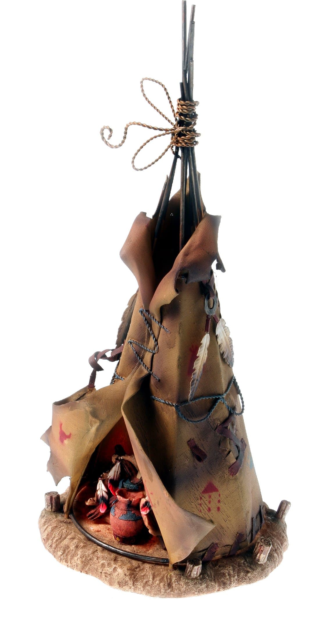 Western Decorative Lamp Indian Teepee Electric Metal Frame and Polyresin Height Approx. 40 cm Diameter 18 cm [Energy Class B]