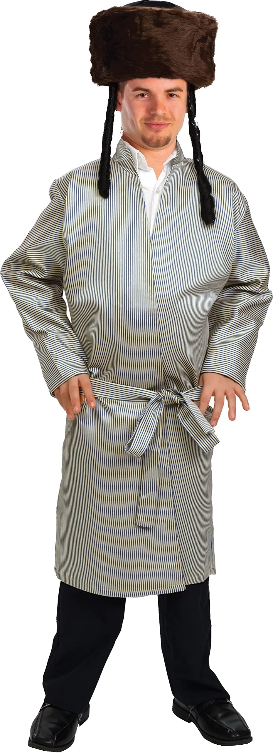 Dress Up AmericaStriped Yerushalmi Chasidic Bekitcha Jewish Rabbi Outfit for Adults - Beautiful Dress Up Set for Role Play
