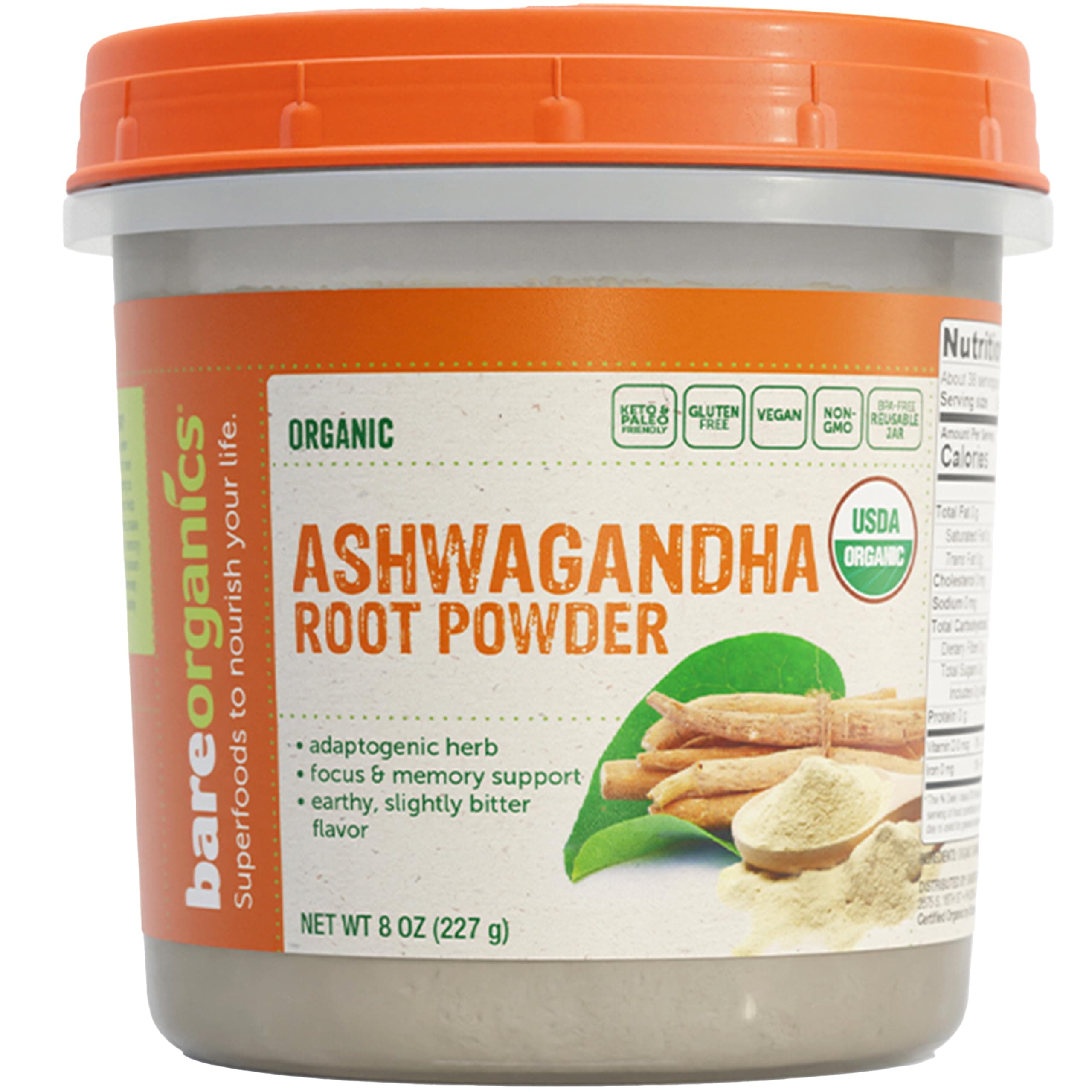 BareOrganics Ashwagandha Root Powder, 8oz