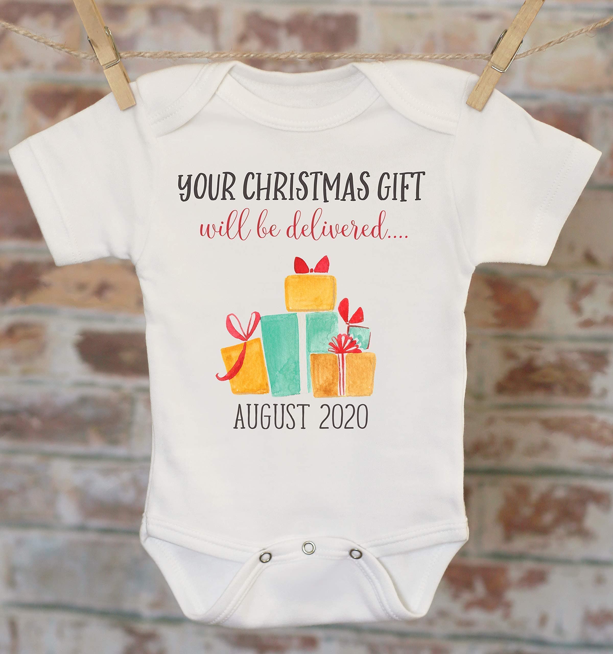 Christmas Baby Announcement, Your Christmas Gift Will Be Delivered Pregnancy Reveal Onesie®, Reveal to Grandparents, Pregnancy Announcement, Coming Soon Onesie