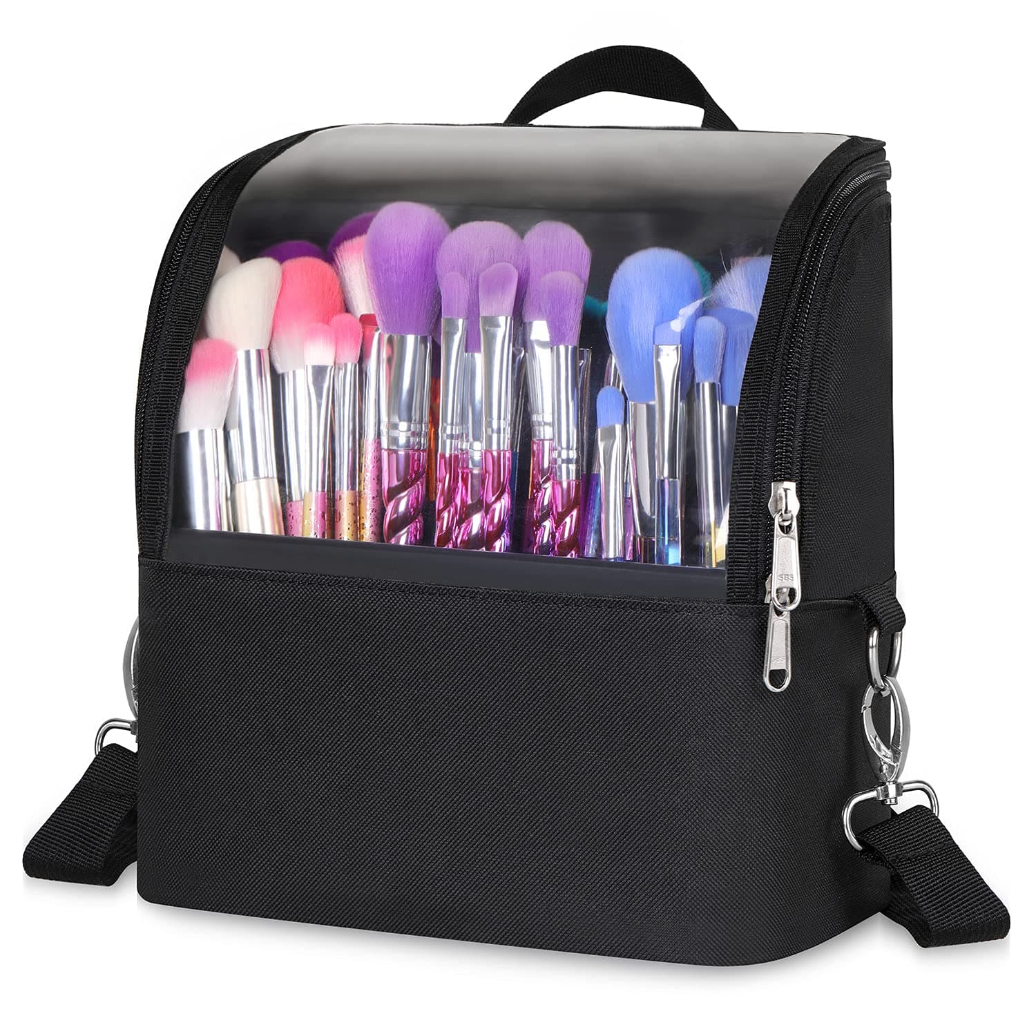– Makeup Brush Bag Organizer Bag Professional Artist Brushes Travel Bag Stand-up Makeup Cup Waterproof Dust-Proof Brush Storage Pouch Case,24cm×14cm×24cm