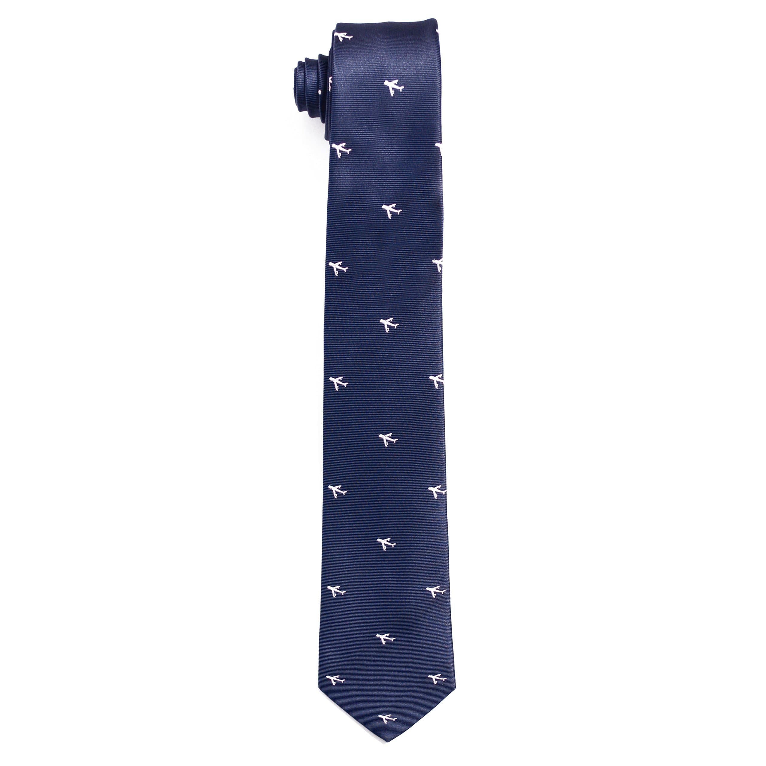 Men's 100% Silk Neckties Jacquard Woven Airplane Tie (Blue)
