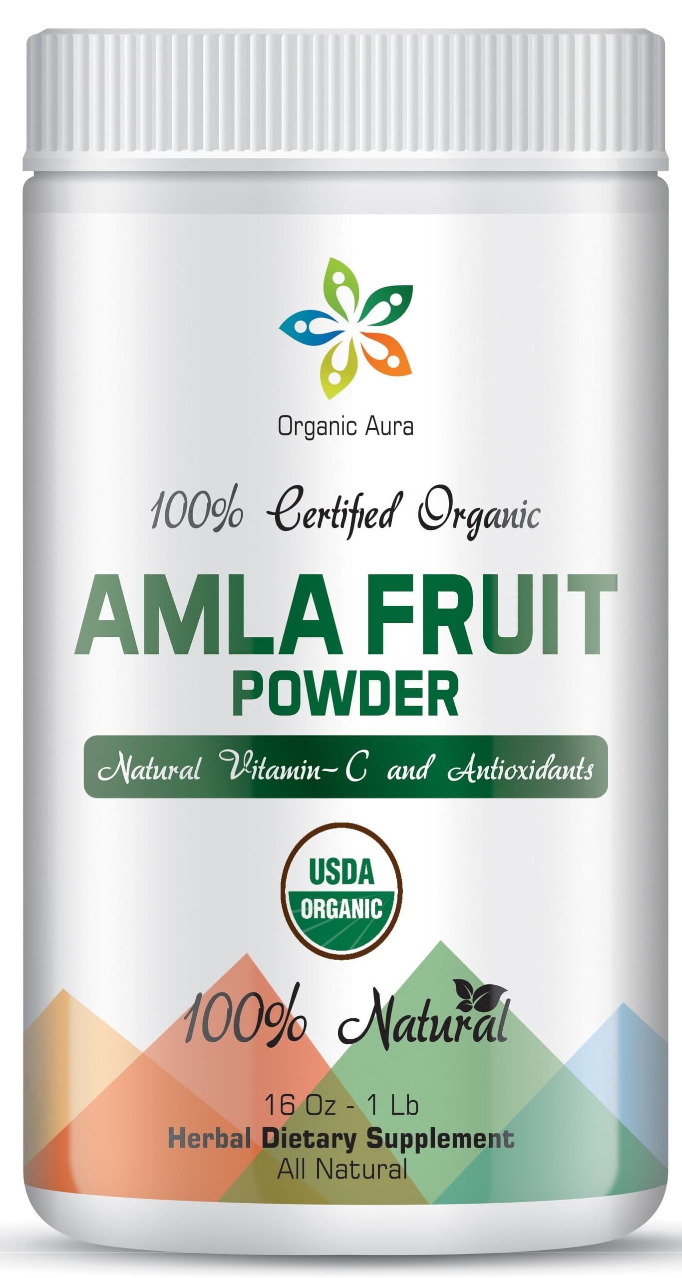 Certified Organic Aura Amla Powder 16Oz - 1Lb. Powerhouse of Natural Vitamin C. Great Source of Antioxidants. Supports Immunity and Vitality.