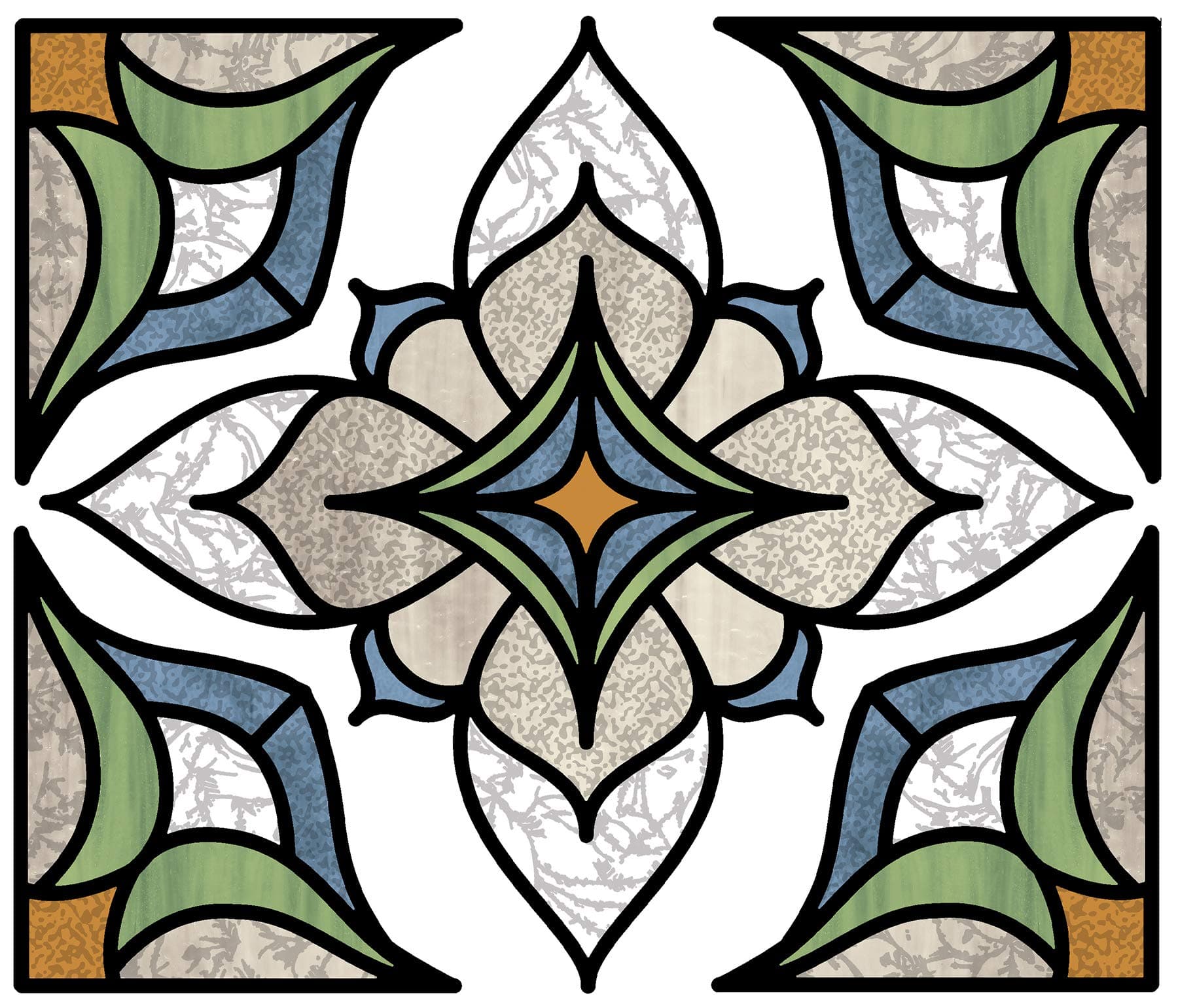 InHome NH2415 Blue Alden Stained Glass Window Film, Green