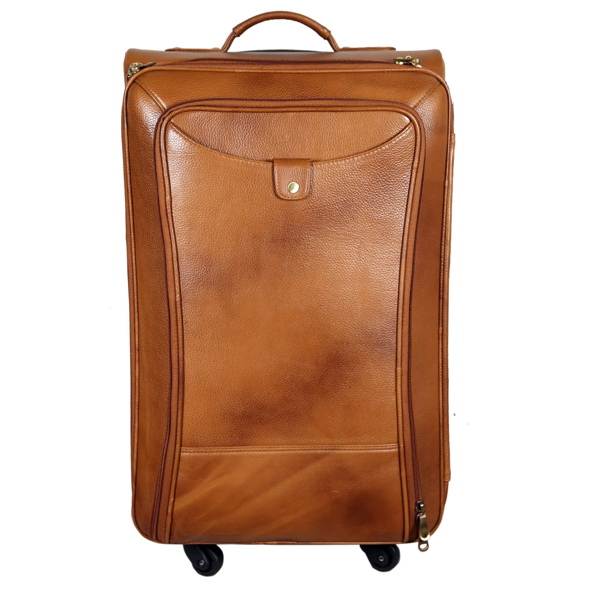 ZEYUMEE RICHSIGN Leather Accessories 46 L Leather Cabin Size Softsided Travelling Luggage Bag - 20 Inch (TAN)