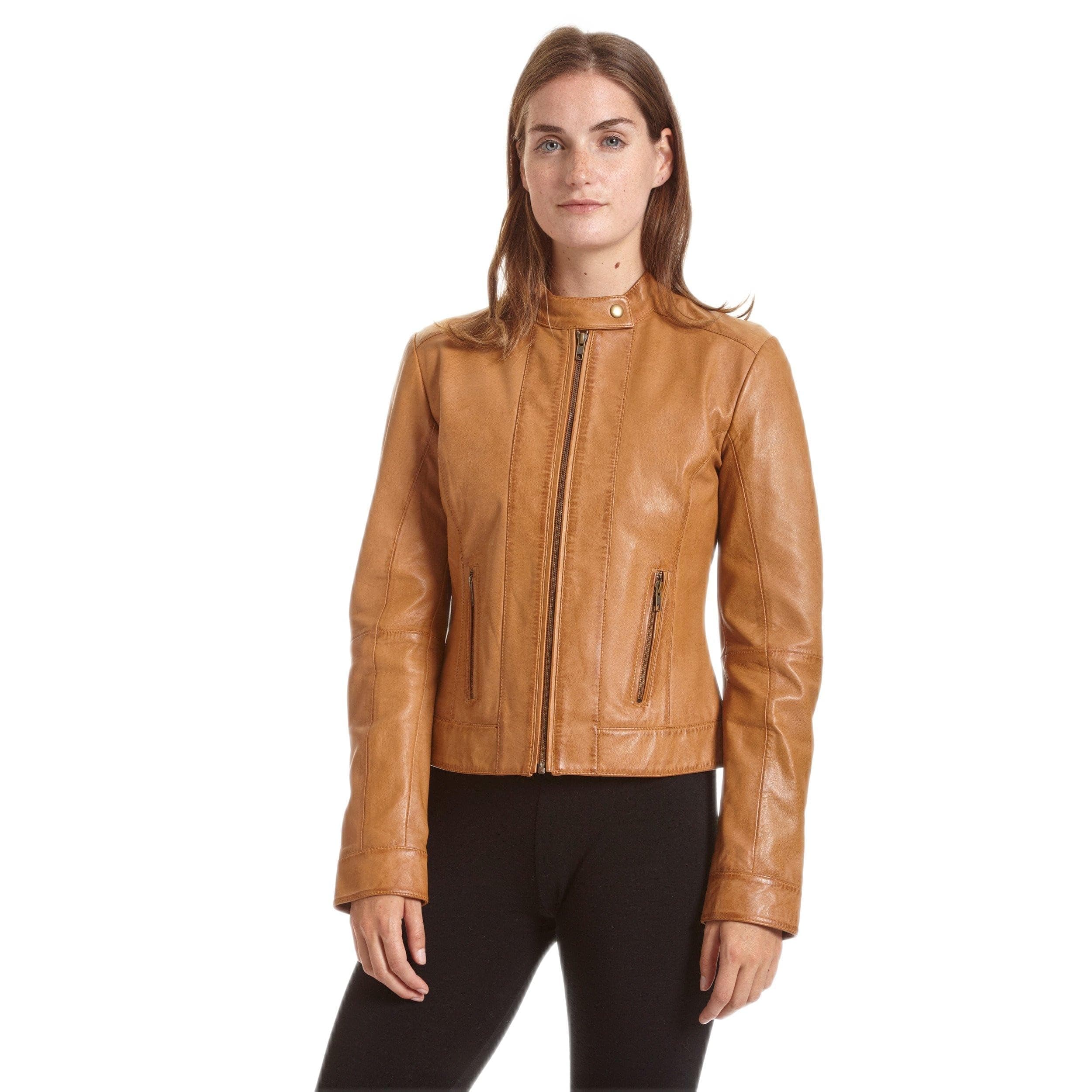 Excelled Leatherwomens Leather Moto Collar Scuba Leather Jacket