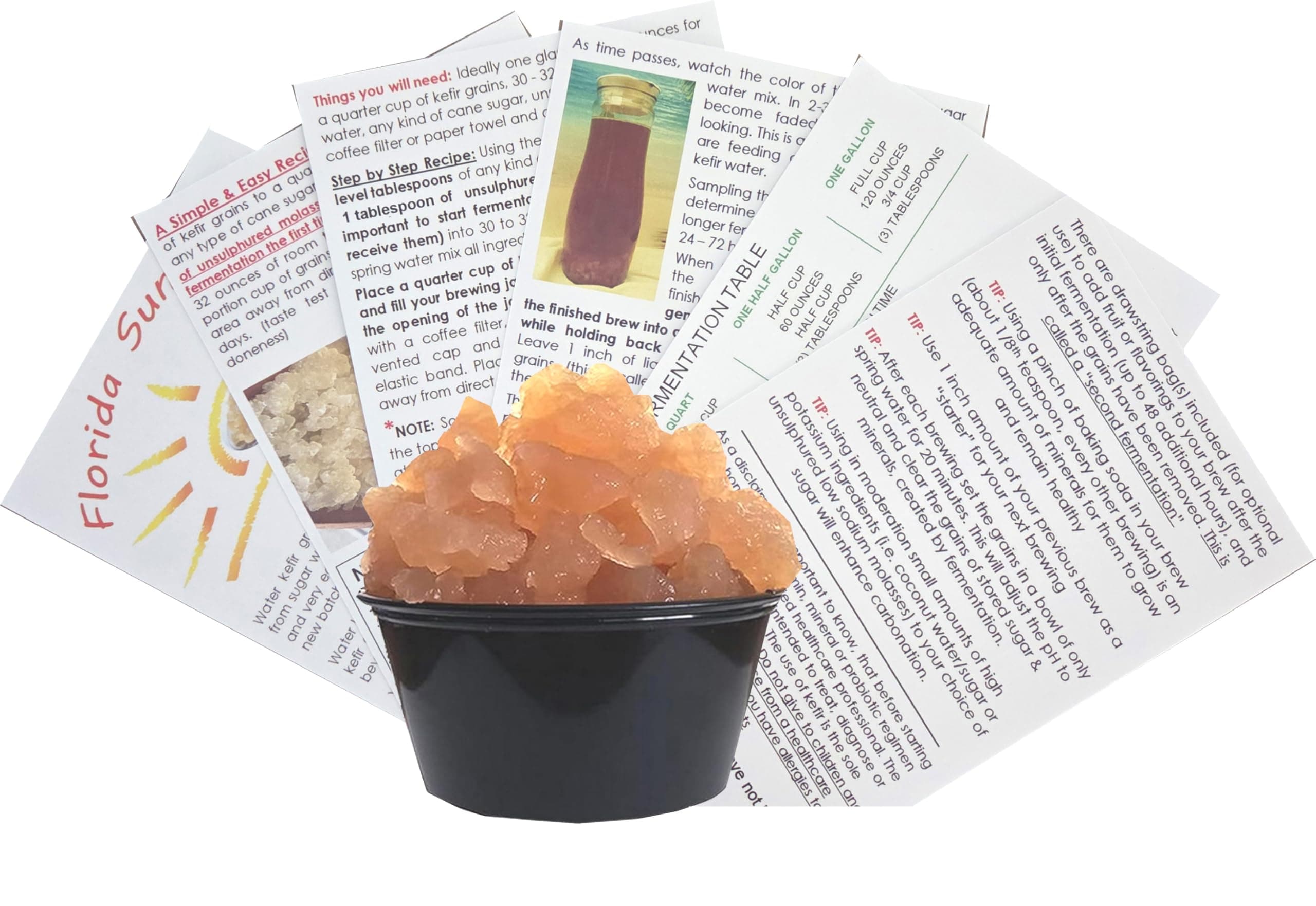 One LARGE PORTION Cup Live Florida Sun Kefir LARGE Water Kefir Grains (Tibicos) Natural Probiotics