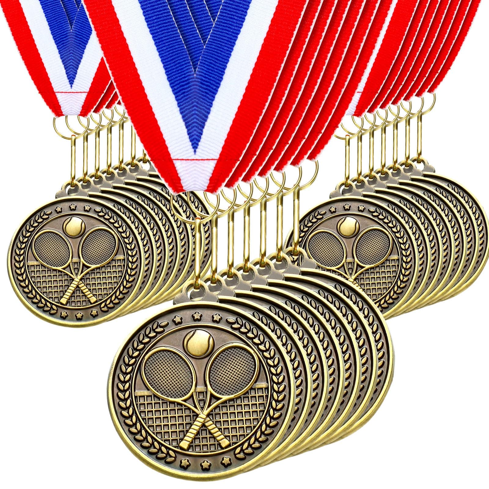 Remuuly 30 Pcs Gold Medals Bulk 2'' Basketball Soccer Baseball Volleyball Football Lacrosse Kickball Cheer Bowling Trophy Medals for Awards for Sports Participation Winner Gift