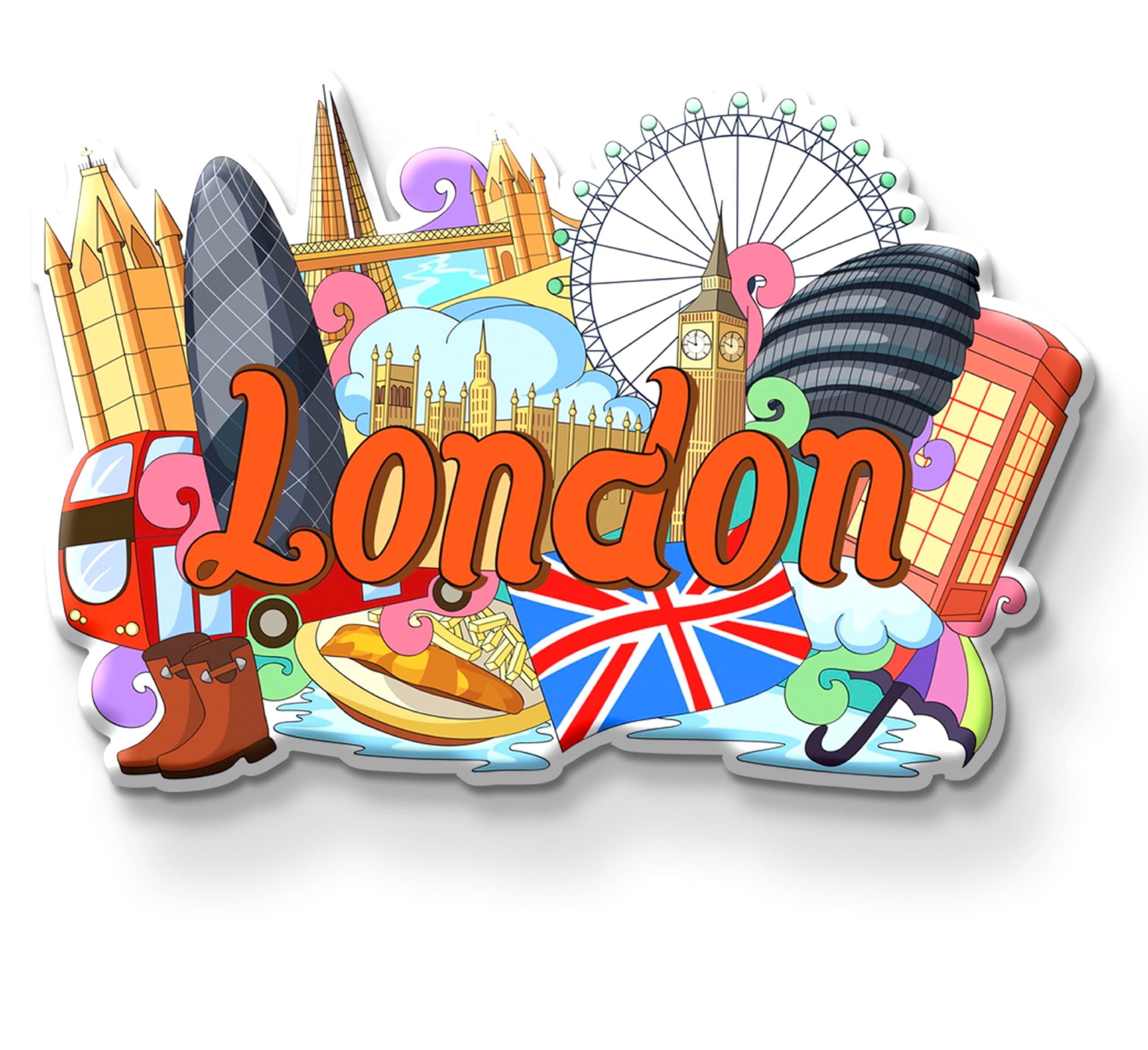 London Country Theme Souvenir Wooden Fridge Magnet for Refrigerator - London Printed Stylish Magnet for Fridge Decoration