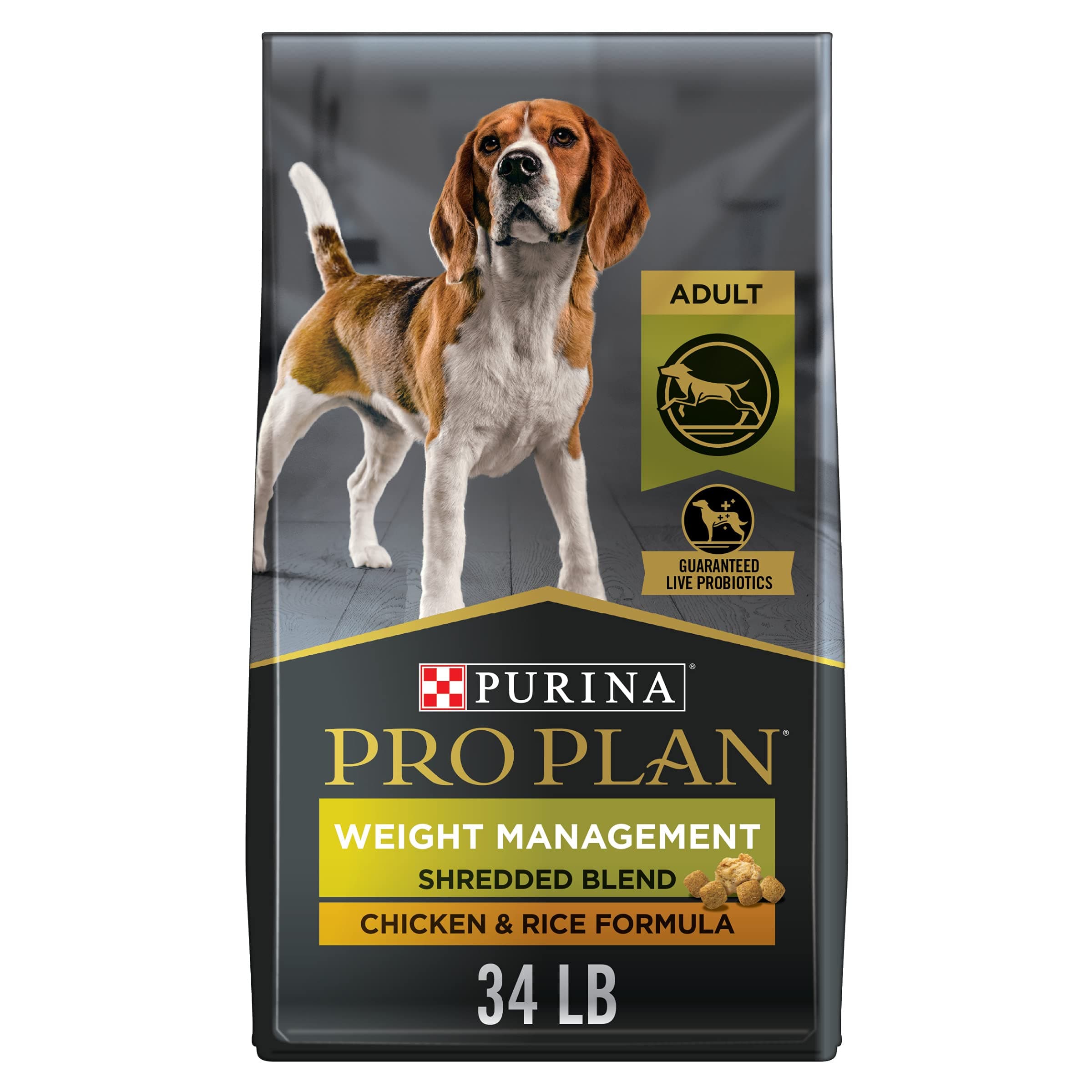Weight Management Dog Food Dry, Shredded Blend Chicken and Rice Formula - 34 lb. Bag