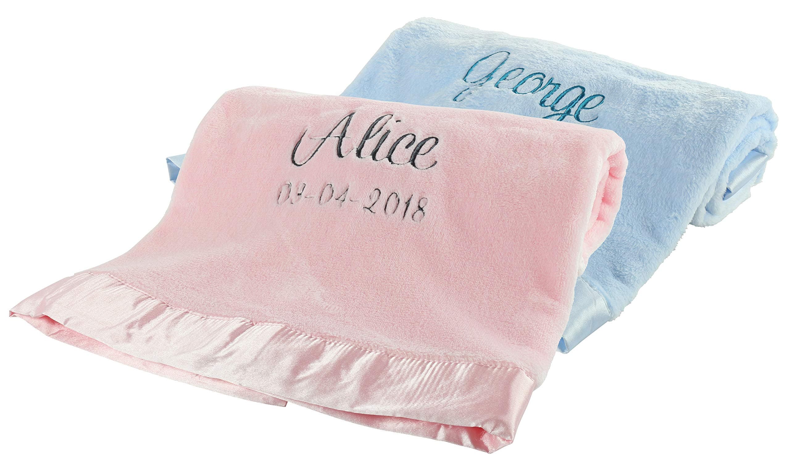 berry bebe Large Baby Blanket, Blue, Soft Plush Mink with Satin Trim Perfect Baby Gift for Baby Boy