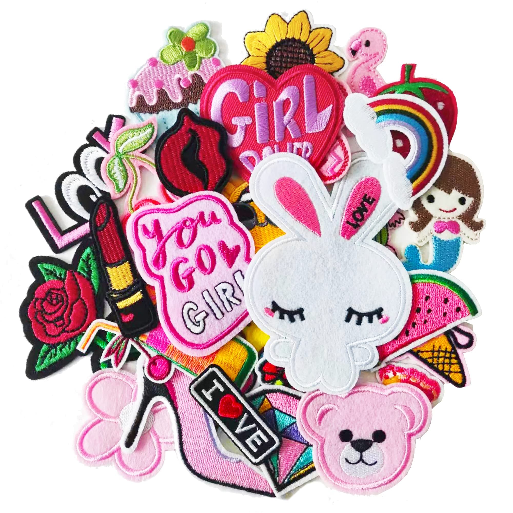 30pcs Iron on Patches for Girls, Embroidered Sew On/Iron On Patches Applique for Clothes, Dress, Hat, Jeans, Pant, Shoe,Bags…