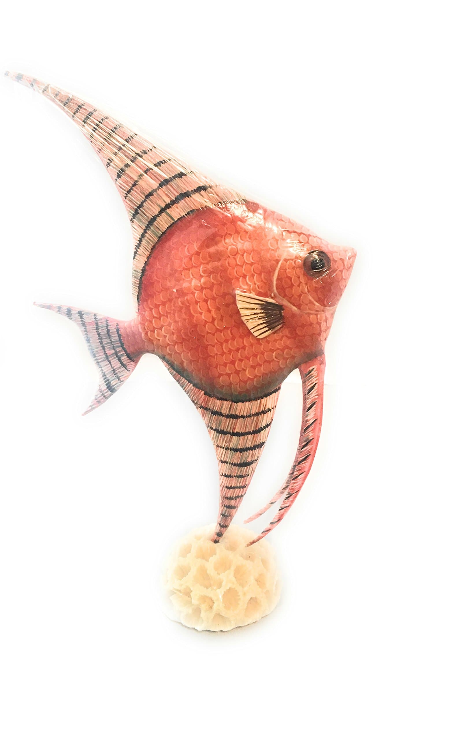 Resin Tropical Angel Fish on Coral Sculpture 9’ High 5.75’ Long