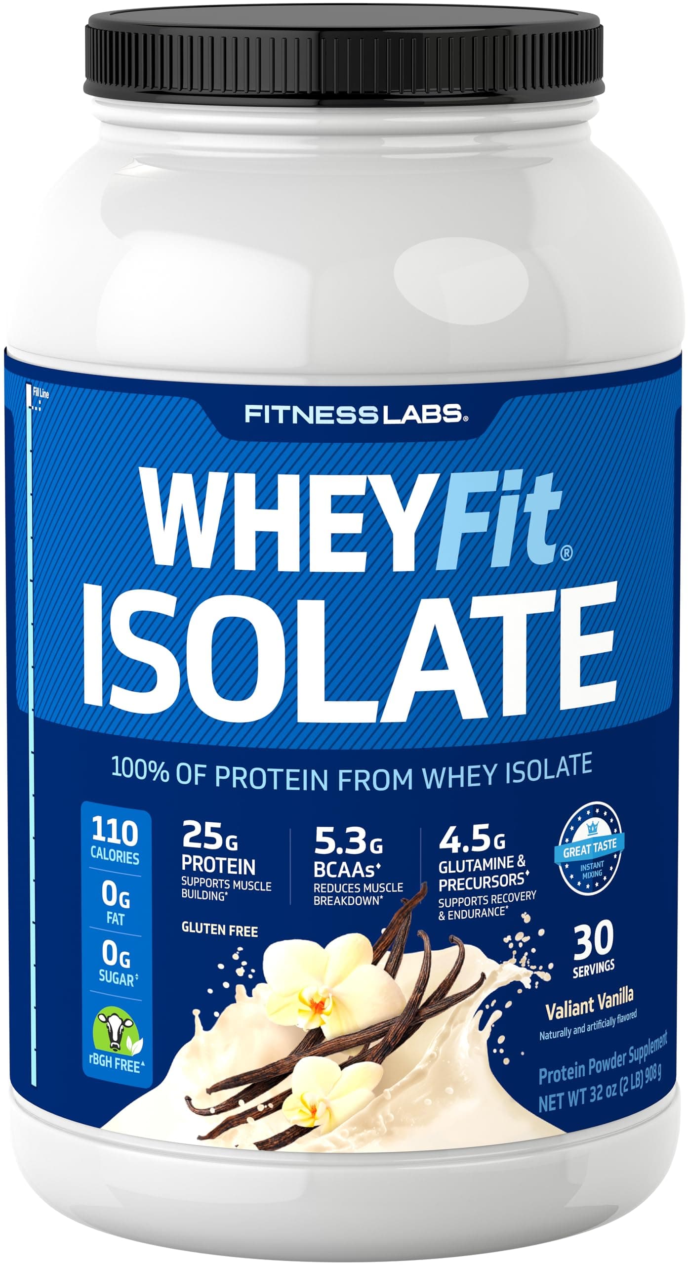 Fitness Labs WheyFit Isolate - 100% Whey Protein Isolate (2 Pounds, Creamy Vanilla)