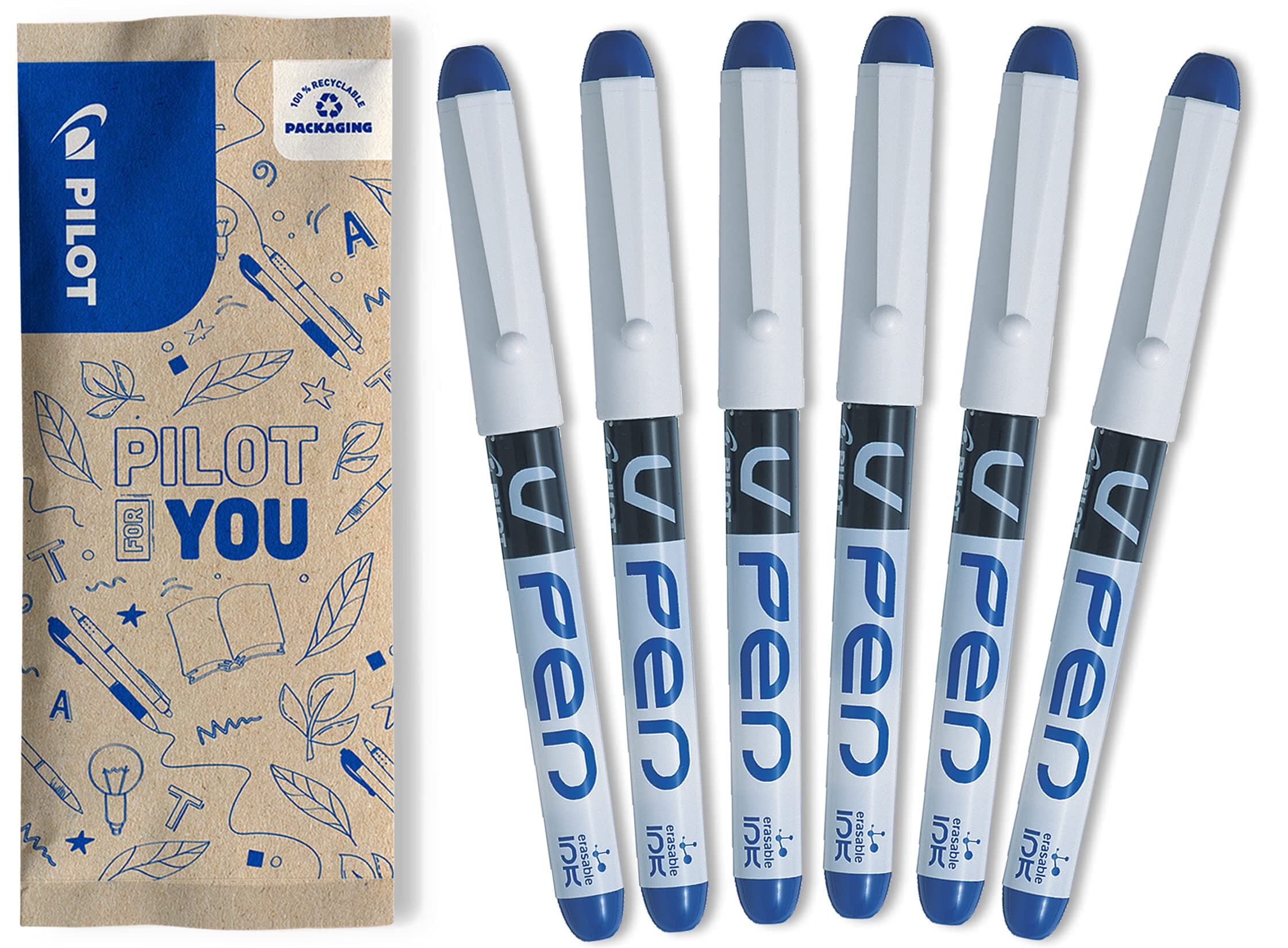 Vpen Disposable Fountain Pen - Blue (Pack of 6) FLW538929