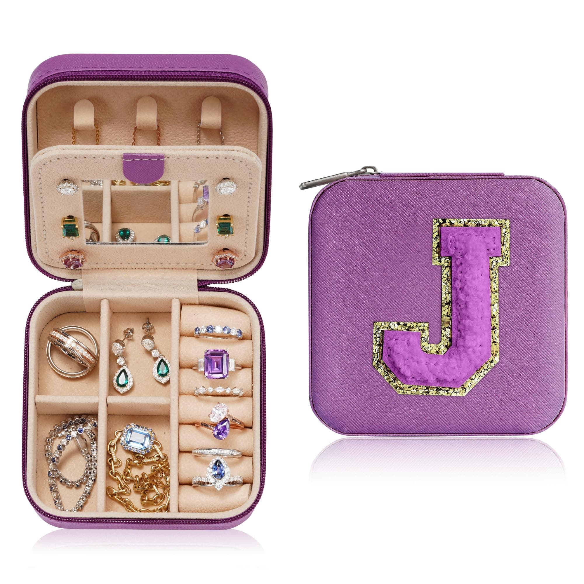 ParimaParima Travel Jewelry Box for Girls Women, Jewelry Organizer Box | Personalized Jewelry Boxes for Women Girls Jewelry Box | Necklace Earrings Ring Box | Travel Jewelry Organizer Box - Purple