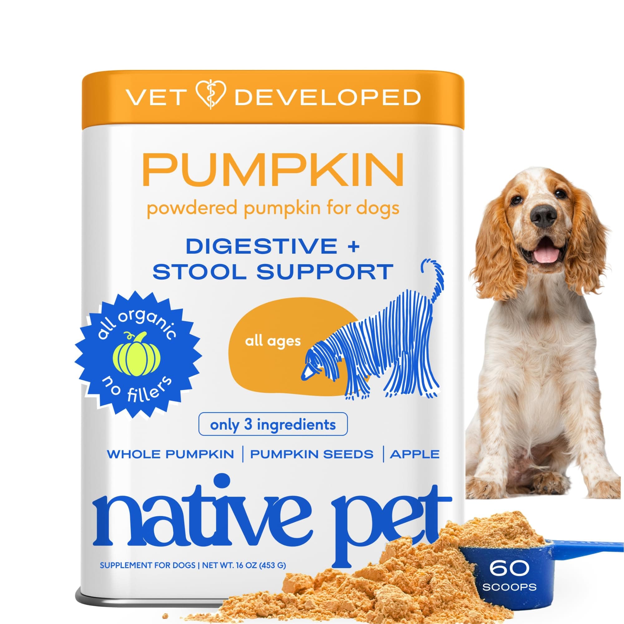 Organic Dog Pumpkin Puree - Easy-Mix Water Formula with Organic Fibers - A Sustainable Alternative to Pickled Pumpkin (16 oz)