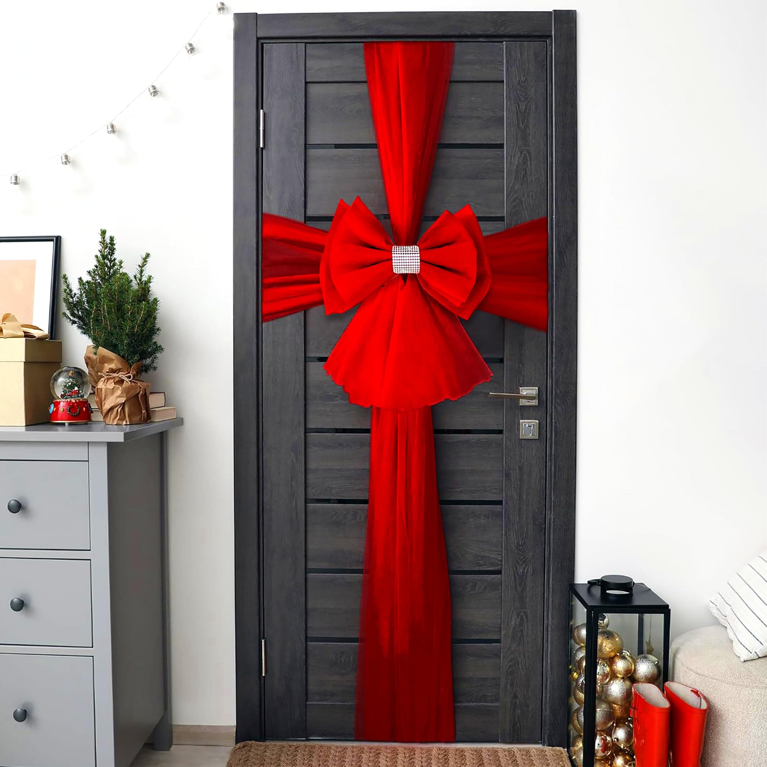 Red Door Bow Kit - A Large Red Bow | Christmas Decoration for Home & Office | Decoration Items Christmas Gifts for Home