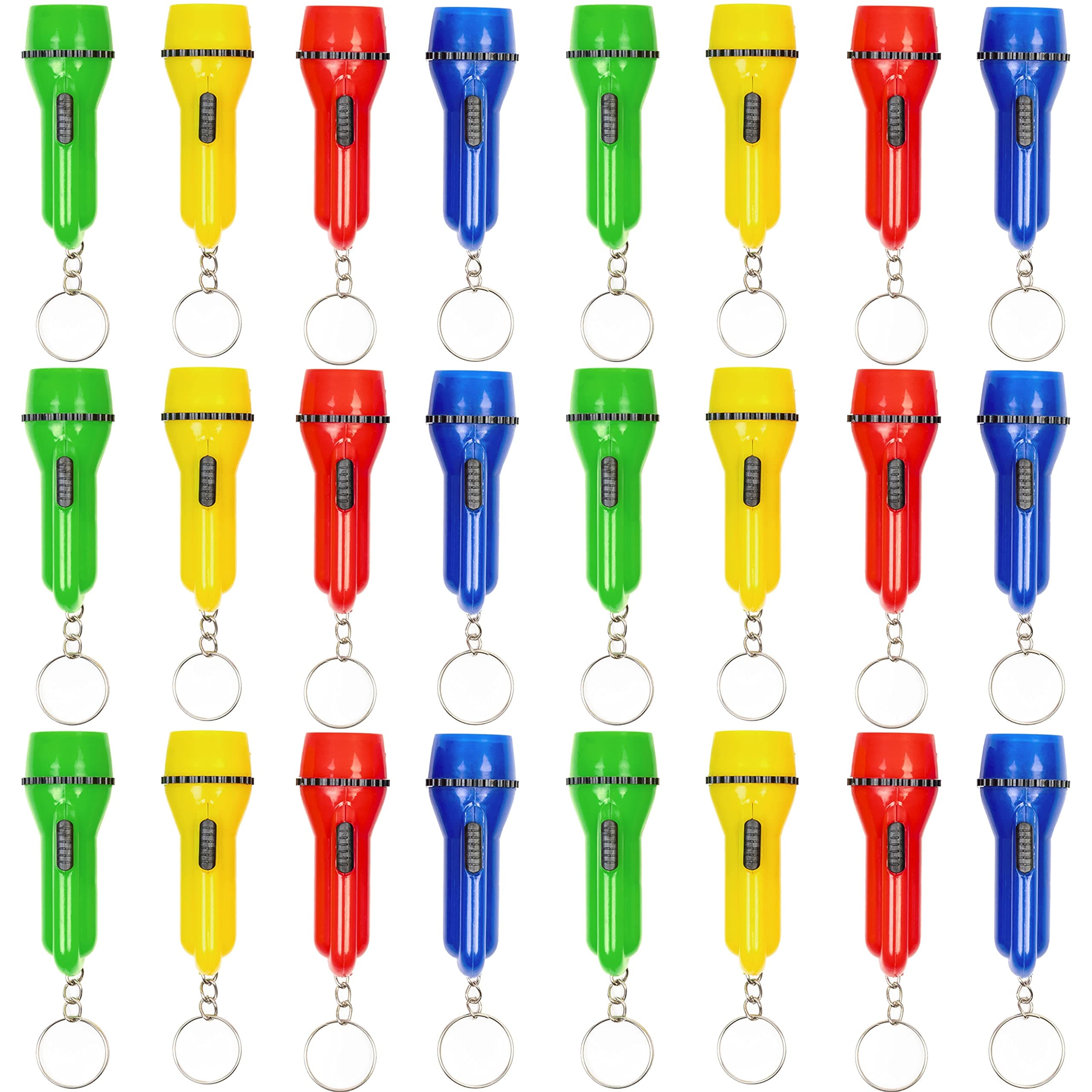 THE TWIDDLERS 24 Mini Torch Keychains - Assorted Flashlight Colours, Ideal Small Torches for Party Bag Fillers for Kids, Light Keyring Party Favours