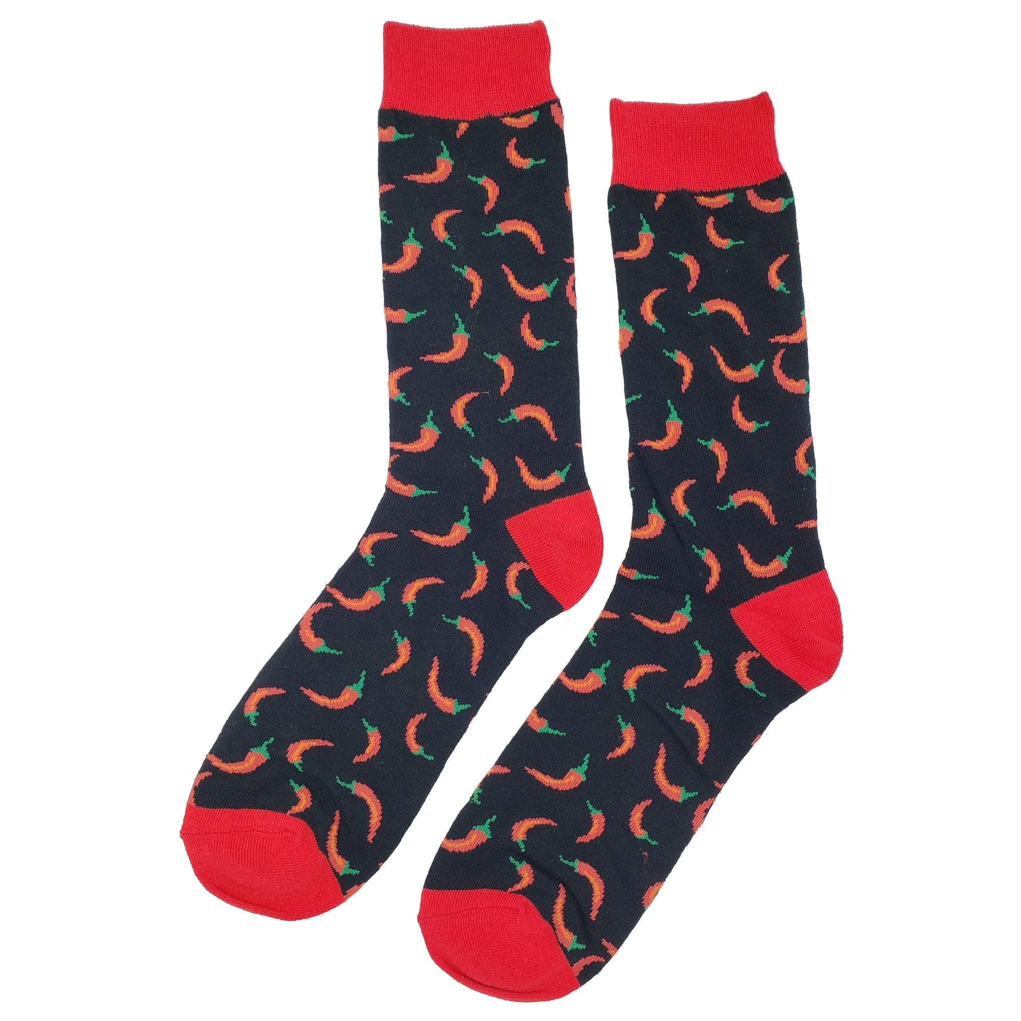 Chili Pepper Dress Socks Funny Novelty Crazy Fun Design Men Size 8-12 Cotton Casual Crew Colorful Funky Fancy Socks Gift for Men