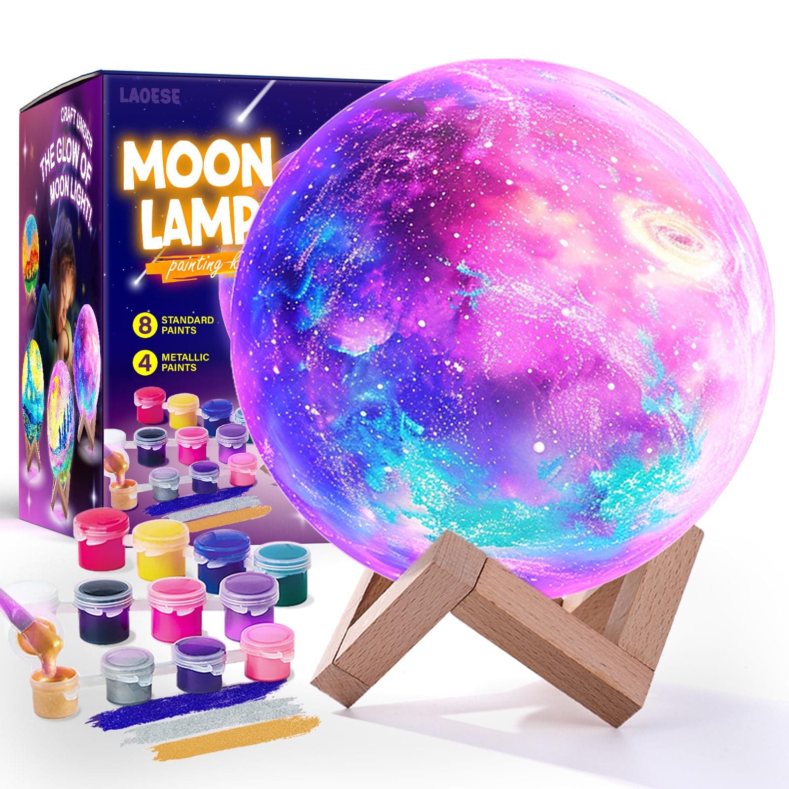 Paint Your Own Moon Lamp Kit, Cool Gifts DIY 3D Space Moon Night Light, Art Supplies Arts & Crafts Kit, Arts and Crafts for Kids Ages 8-12, Toys Girls Boy Birthday Gift Ages 3 4 5 6 7 8 9 10 11 12+