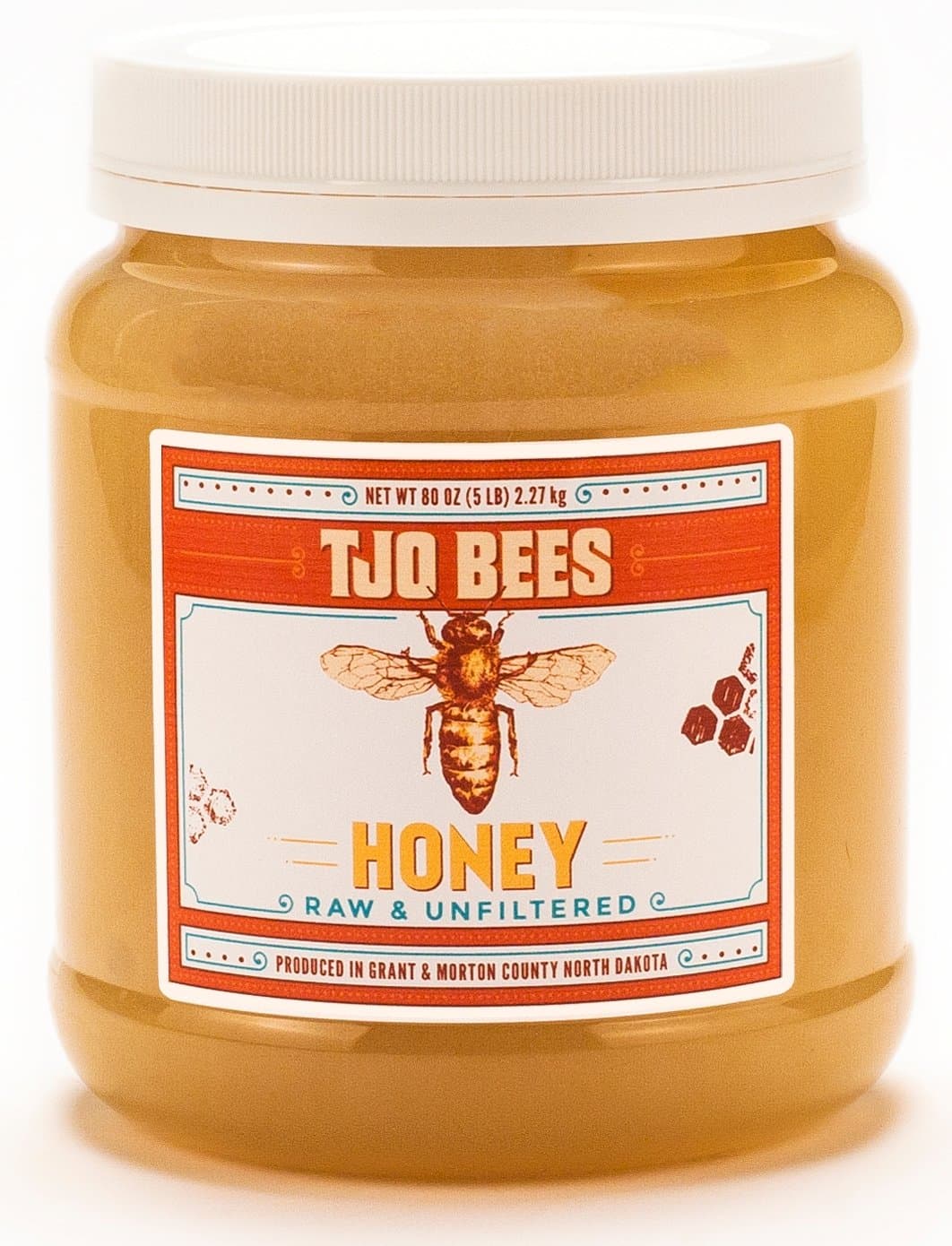 TJO Bees Raw and Unfiltered Honey 5 LB (80 OZ)