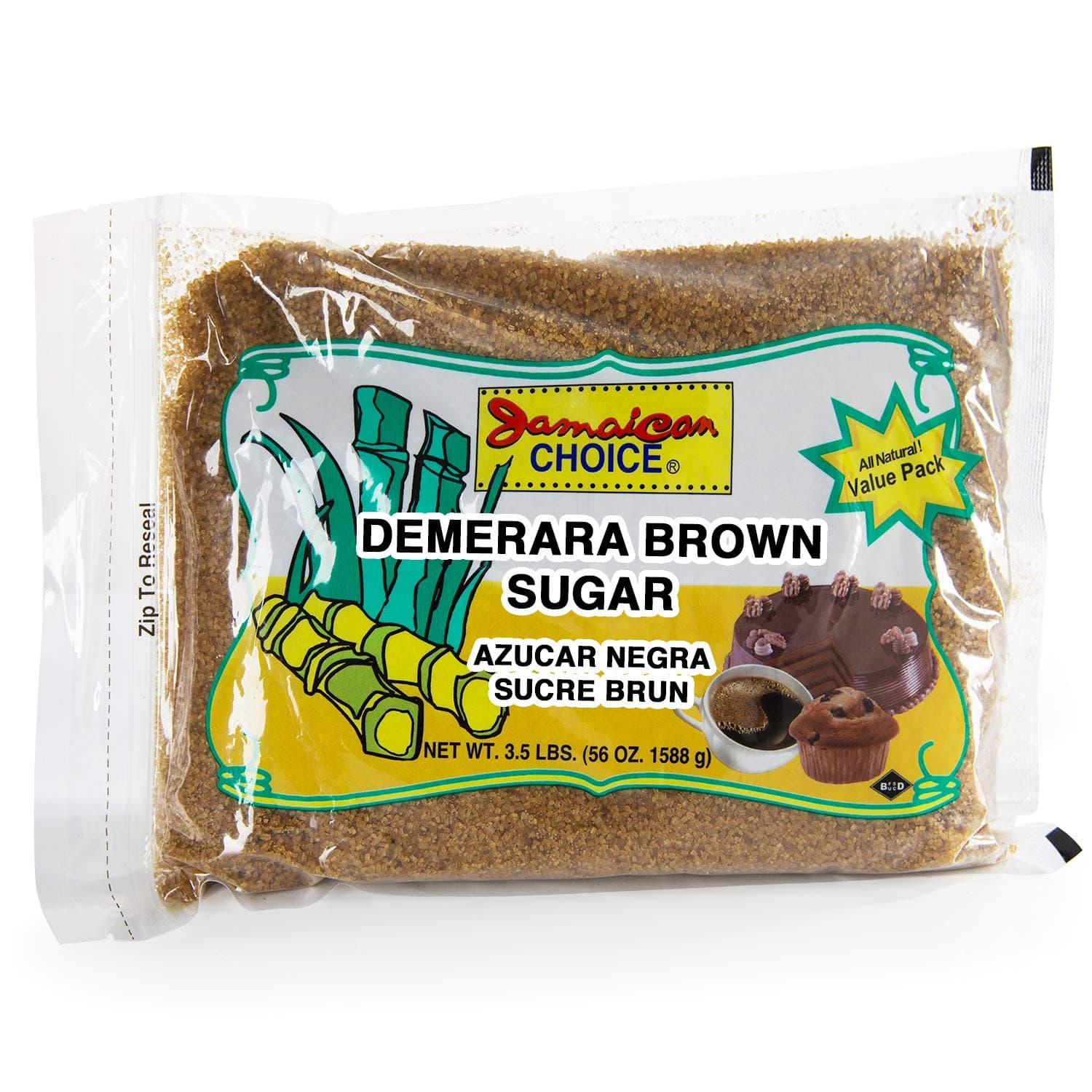 Demerara Brown Sugar - Made From Pure Sugar Cane, Product of Mauritius, Kosher | 56 Oz - By Jamaican Choice