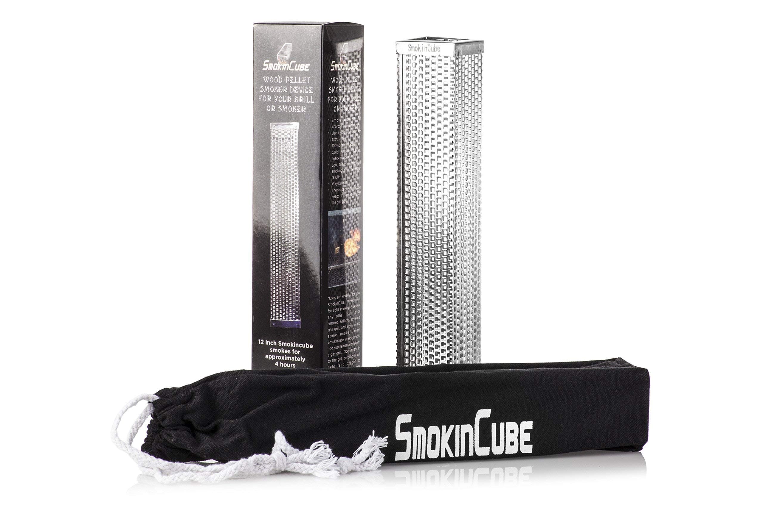 SmokinCube Premium Wood Pellet Smoker Tube for All Types of Grills or Smokers- 4 Hours of Smoke - Cold or Hot Smoking- Ideal for Smoking Cheese Nuts Steaks Fish Pork or Beef - 12" Stainless Steel