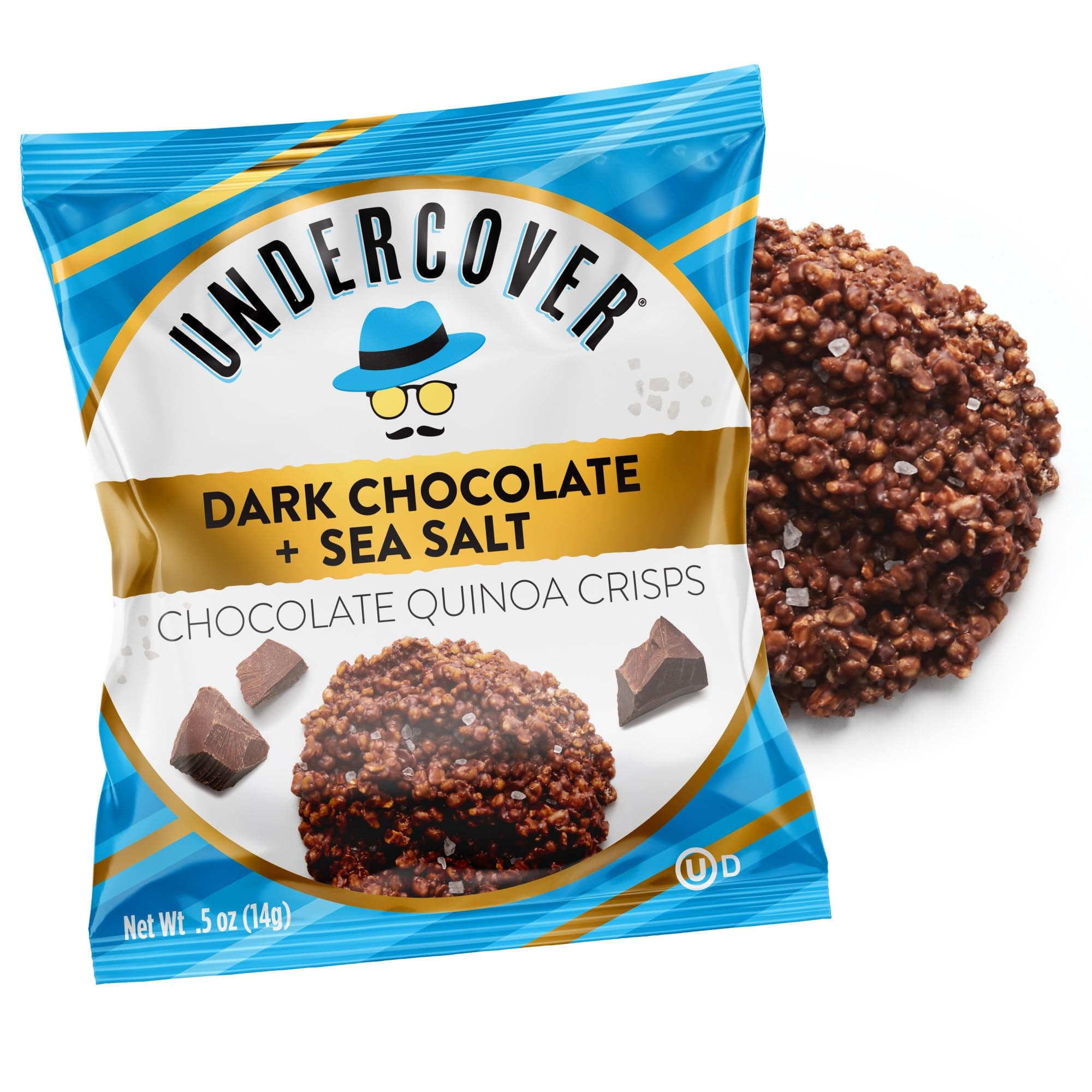 Undercover Snacks Chocolate Quinoa Crisps - Dark Chocolate + Sea Salt | 30-Count, Individually Wrapped Crisps | Gluten Free, Nut-Free, Allergen Friendly, Kosher, Plant-Based, AIRLINE SIZE