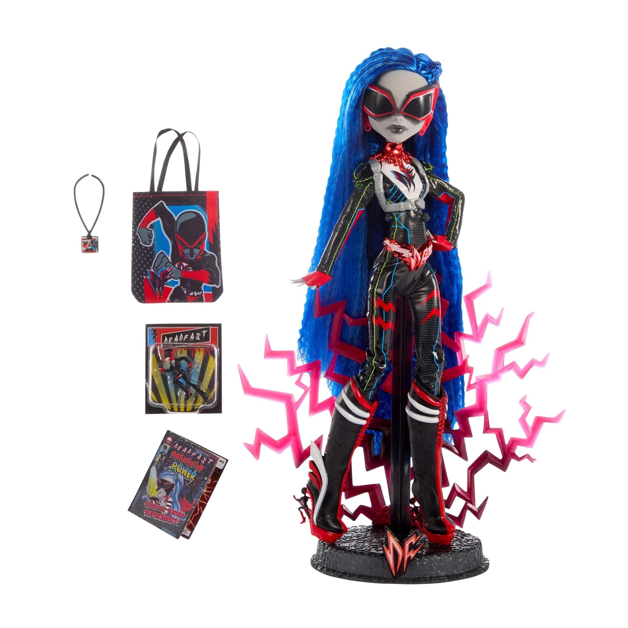 Deadfast Ghoulia Yelps SDCC 2024 Exclusive Doll - Tech Savvy Upgrade with Comic-Con Badge, Mini Figure, and Comic Book