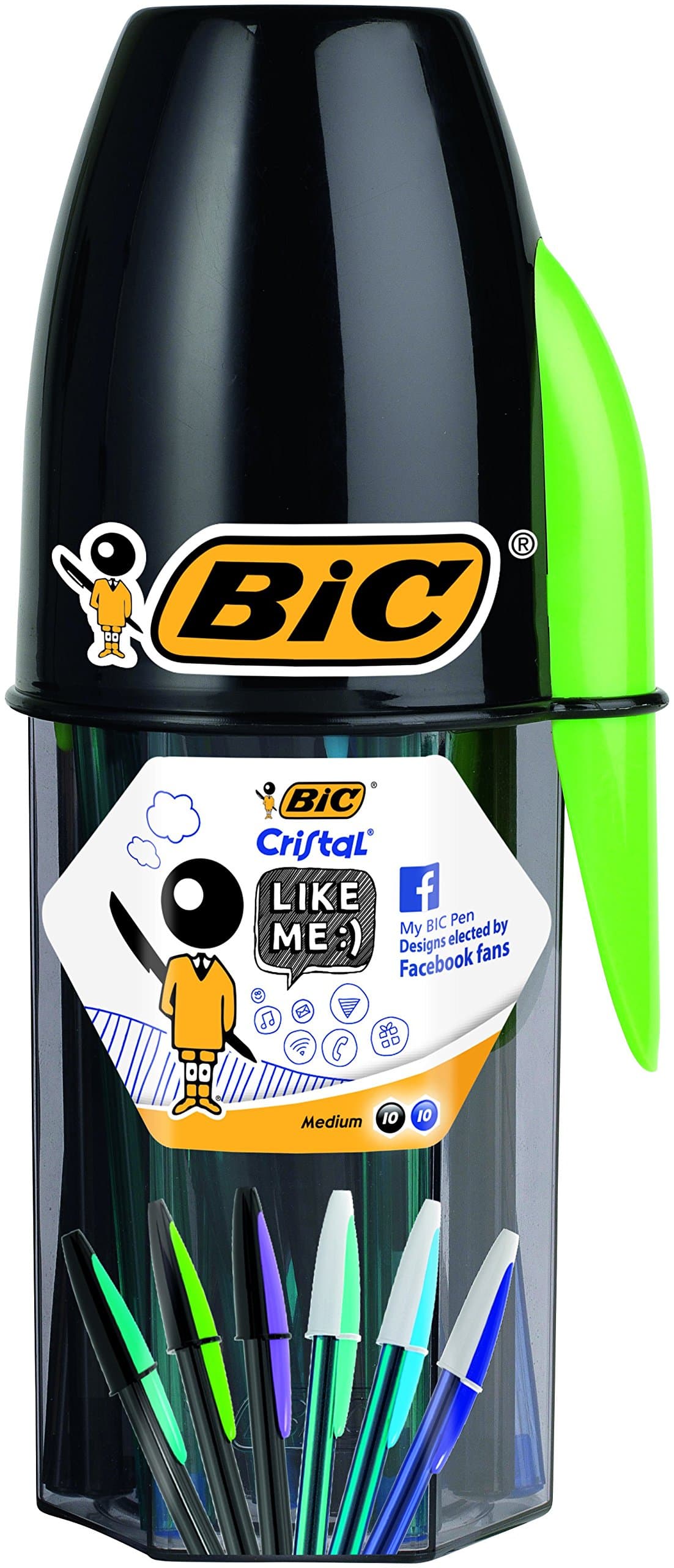 BIC Cristal Like Me Ballpoint Pens Black and Blue 20 Pot