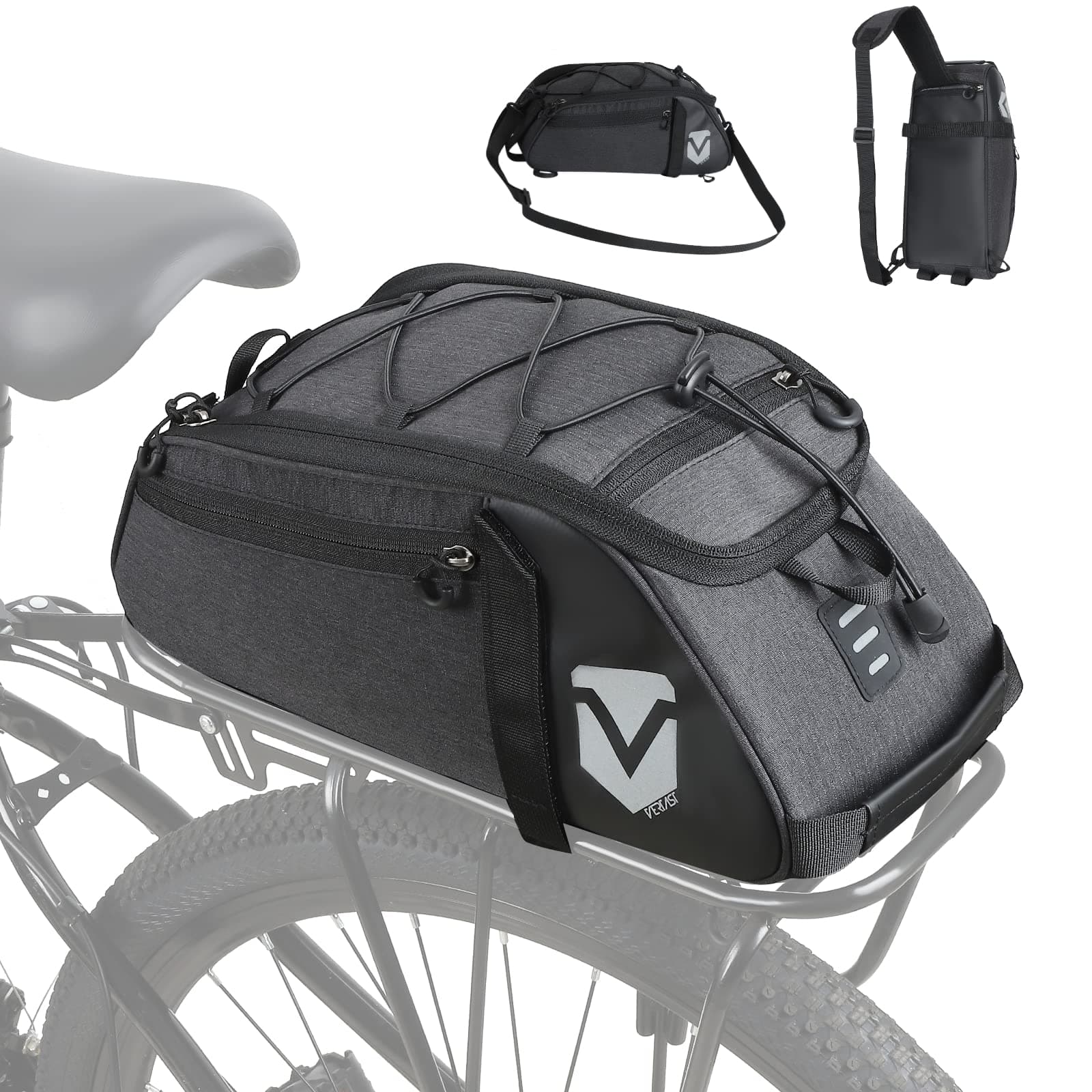 VERTASTMultifunction Bicycle Sport Outdoor Rear Seat Trunk Bag Back Shoulder Handbag, Black2
