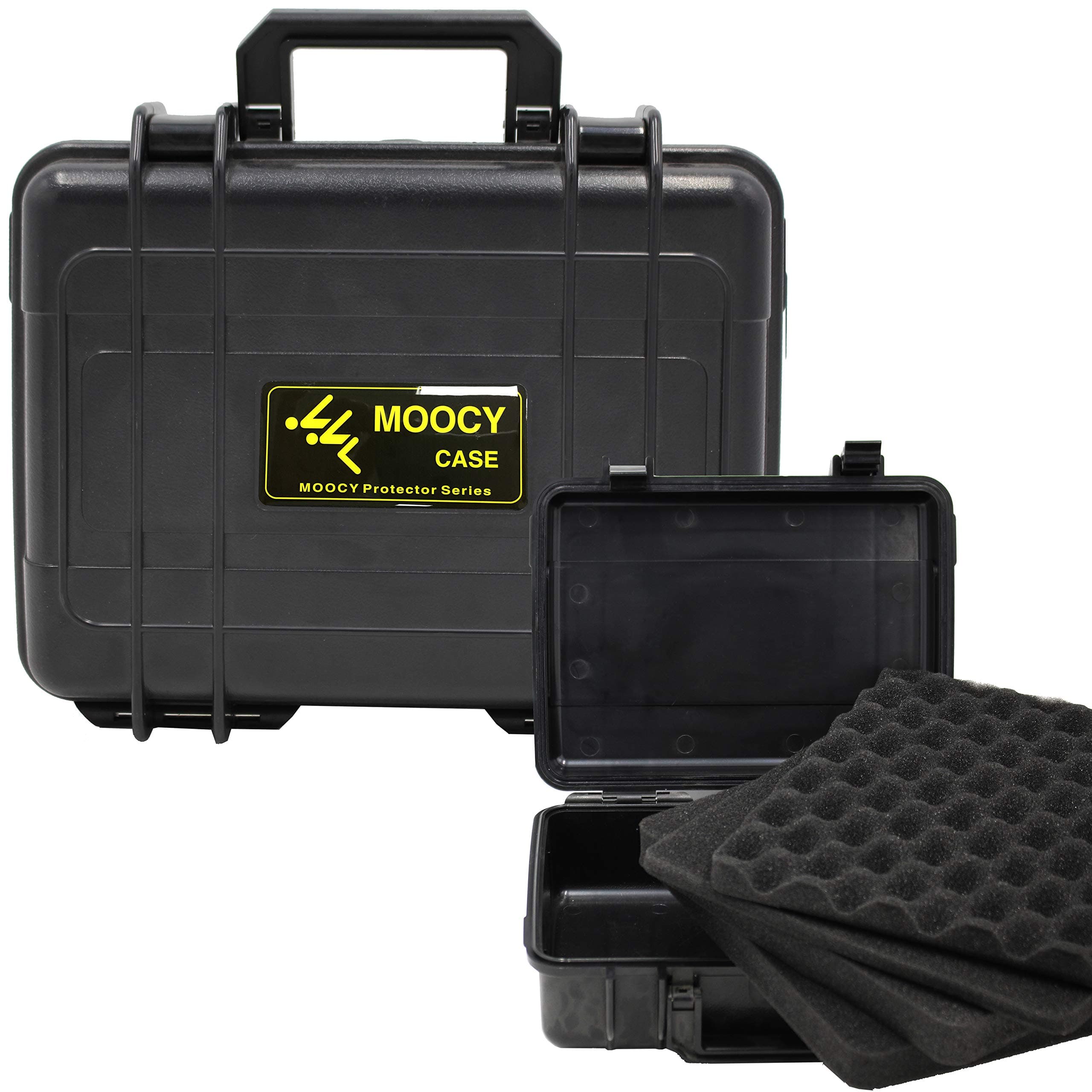 MOOCY 10" Small Hard Case with Customizable Foam Insert, 10.8x8.6x3.7 - Watertight Airtight Crush-Resistant Case for Pistol, Camera, Microphone & Electronics