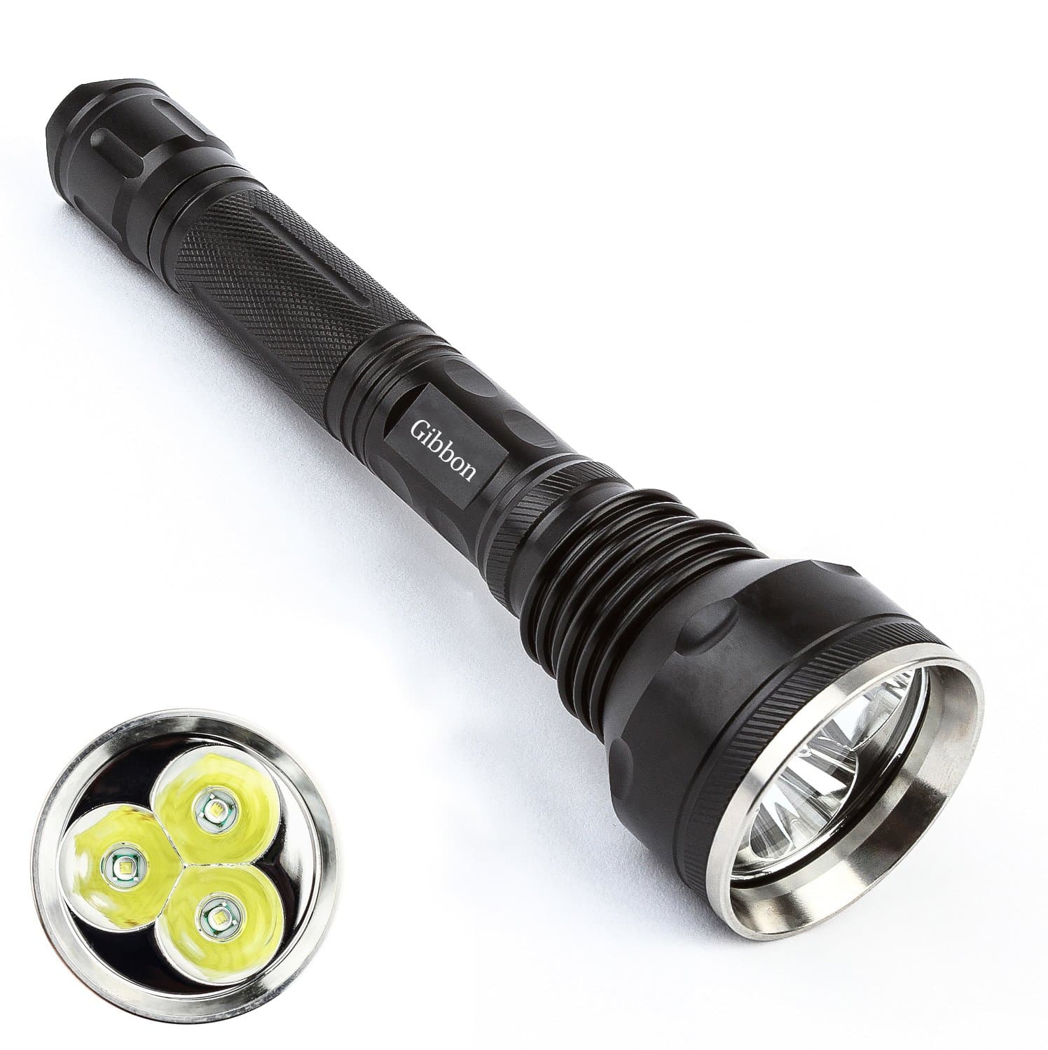 Gibbon 4000 Lumens 3x T6 Super Bright LED Flashlight Torch Waterproof Tactical Flashlight Ultra Bright 5 Modes For Hiking, Camping, Hunting,Fishing And Other Indoor Or Outdoor Activities
