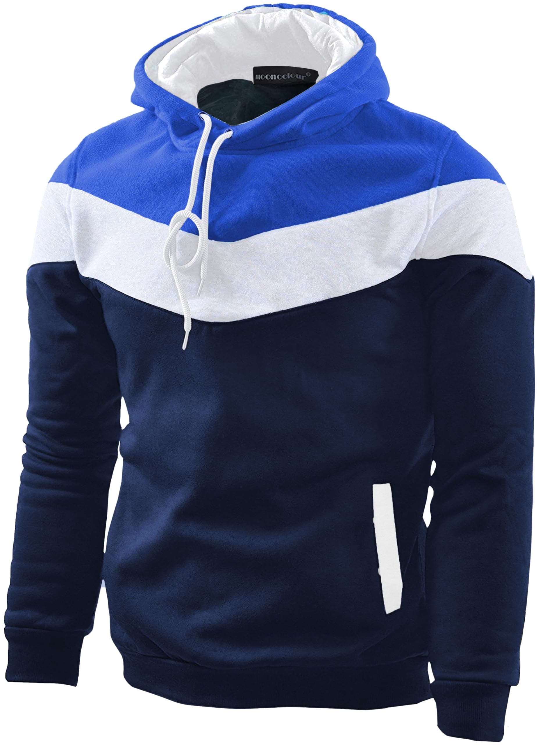 MOONCOLOUR Men's Fashion Novelty Color Block Hoodies Long Sleeve Fleece Hooded Pullover Sweatshirts with Pockets