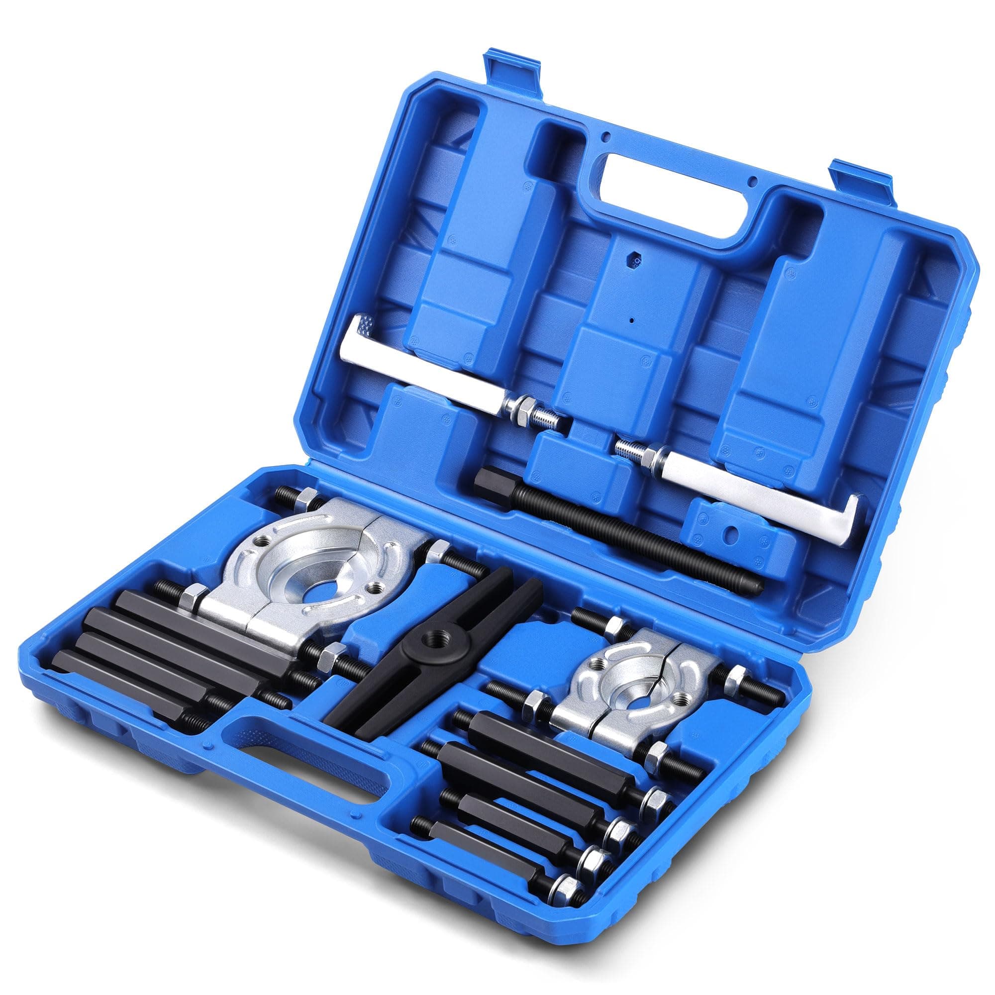 KZINO 14Pcs Bearing Puller Set, 5 Ton Capacity Bearing Splitter Tool Kit w/Case, Pinion Wheel Bearing Removal Kit w/ 2" and 3" Jaws, Heavy Duty Wheel Hub Axle Puller Set, Bearing Splitter Tool Kit