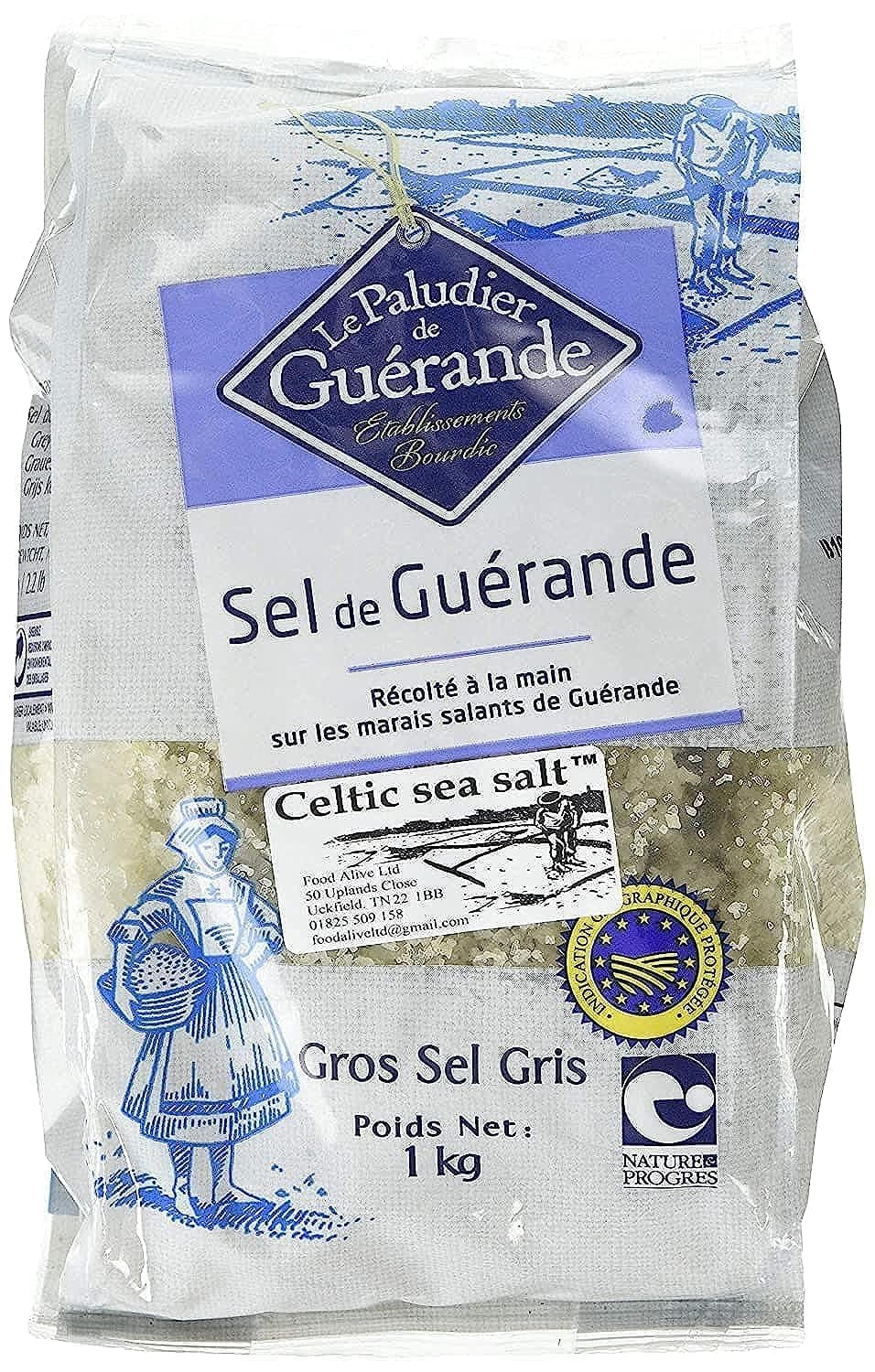 CELTIC GREY SEA SALT COARSE - GUERANDE GROS SEL GRIS ,1 kg (Pack of 1)