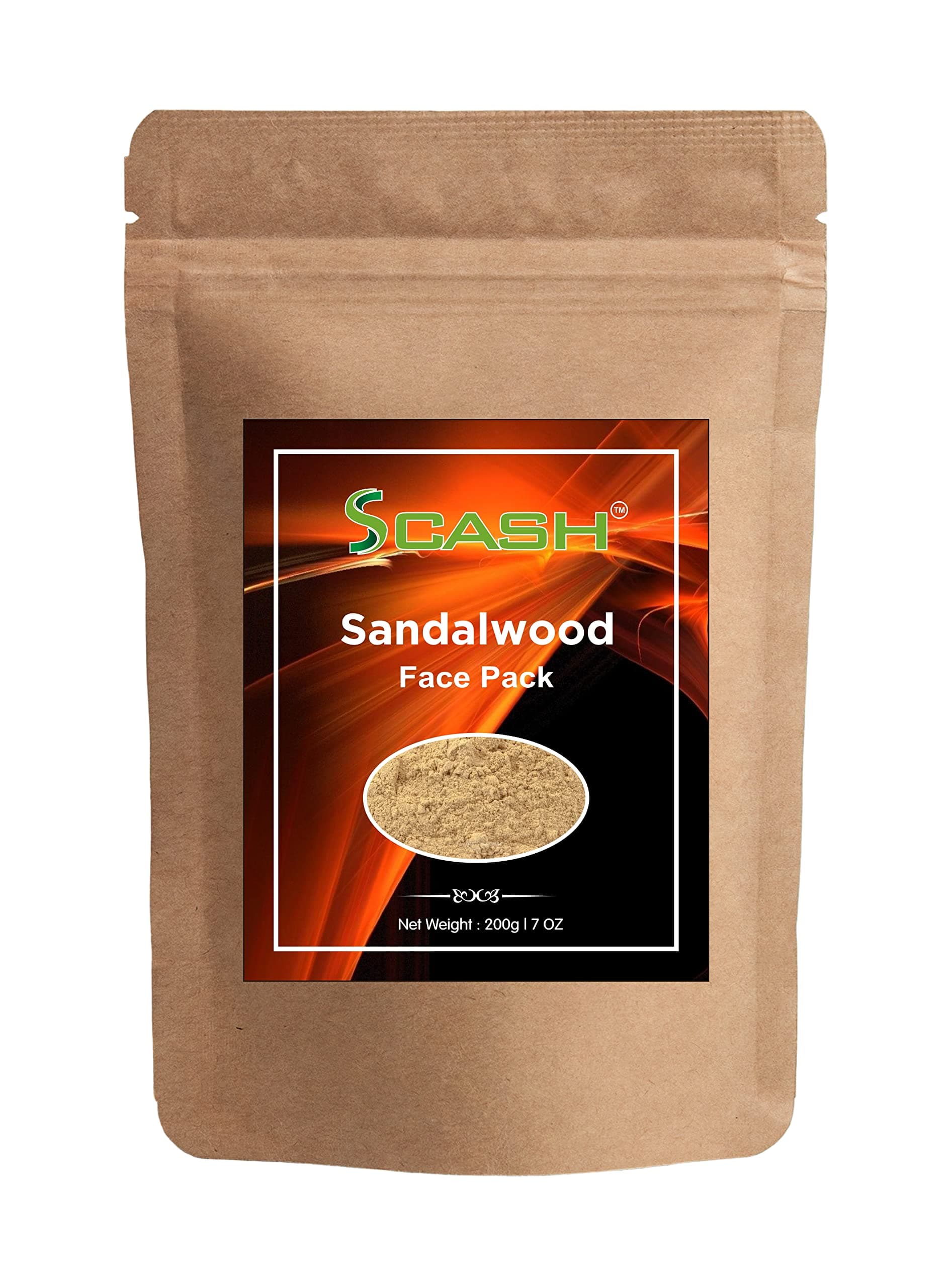 scash 7 Ounce 200gm Gram 100% Natural Pure Chandan Sandalwood Powder For Face Mask Face Pack Worship Auspicious Occasions