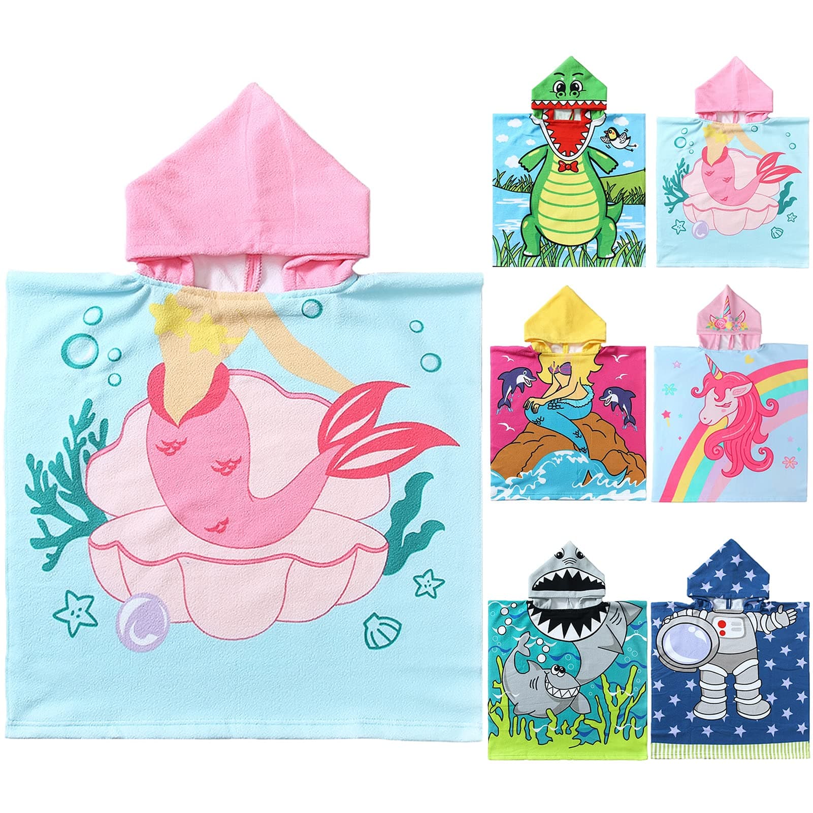 Kids Hooded Beach Towel for 1-6 Years Girls Baby Toddler,Use for Bath,Swimming,Pool and Beach Holiday,Soft Microfiber Strong Absorbent