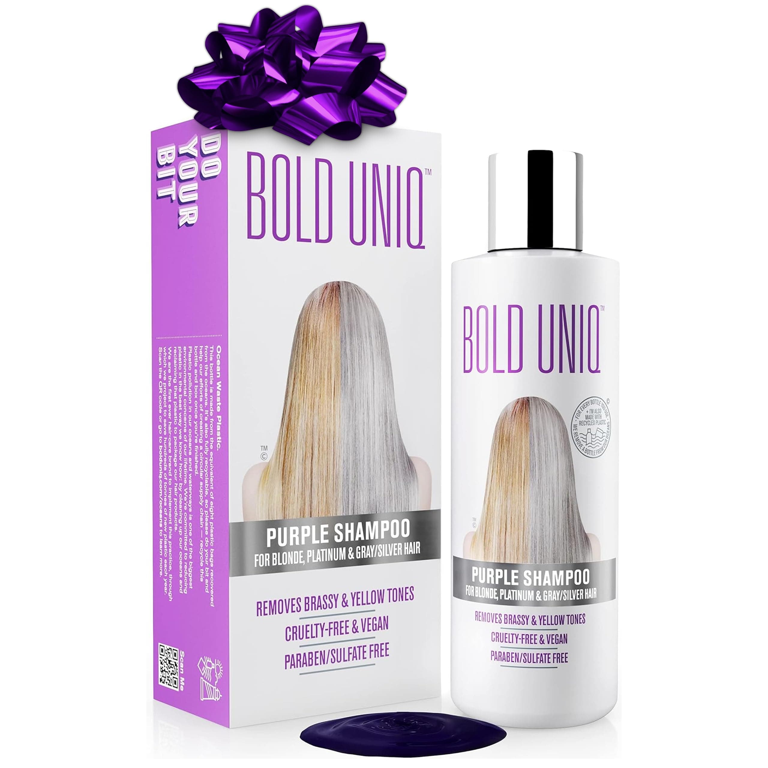 Purple Shampoo for Blonde Hair - Toning Shampoo for Blonde, Platinum, Bleached, Grey, Ash, and Silver Hair - Eliminates Brassy, Yellow Tones - Vegan, Paraben & Sulphate Free - 237 ml/8 Fl Oz