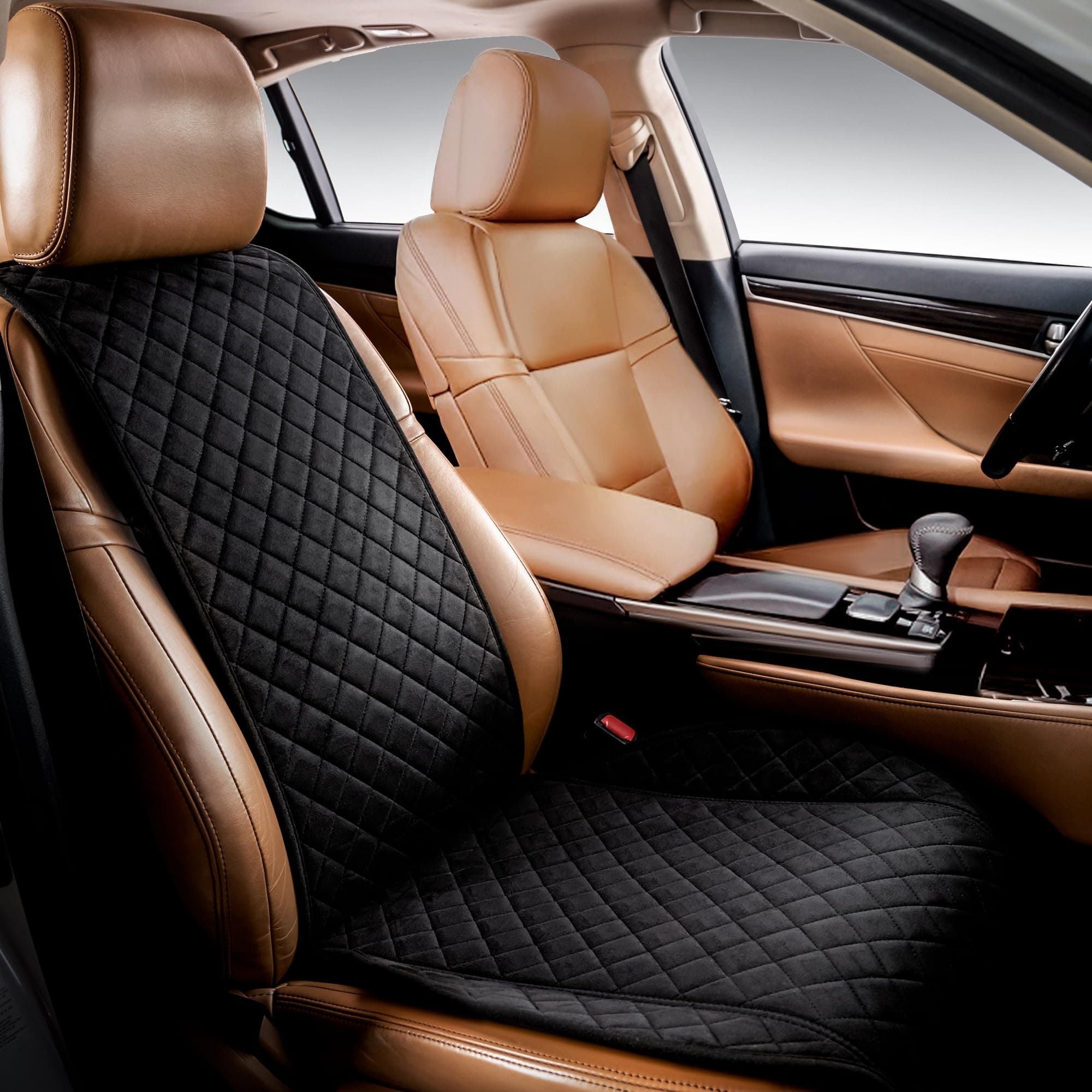 IVICY Faux Suede Front Car Seat Cover – Durable, Non-Slip Seat Protector for Cars – 1 Unit, Black