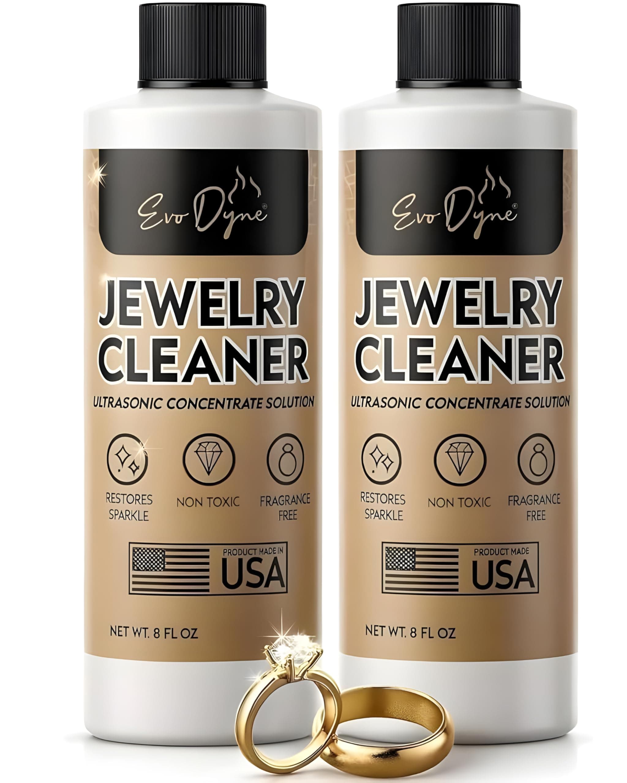 Ultrasonic Jewelry Cleaner Solution (16oz) Concentrated Jewelry Cleaner for Diamonds, Gold, Silver & More | Compatible with Ultrasonic Machine (s) - Made in USA