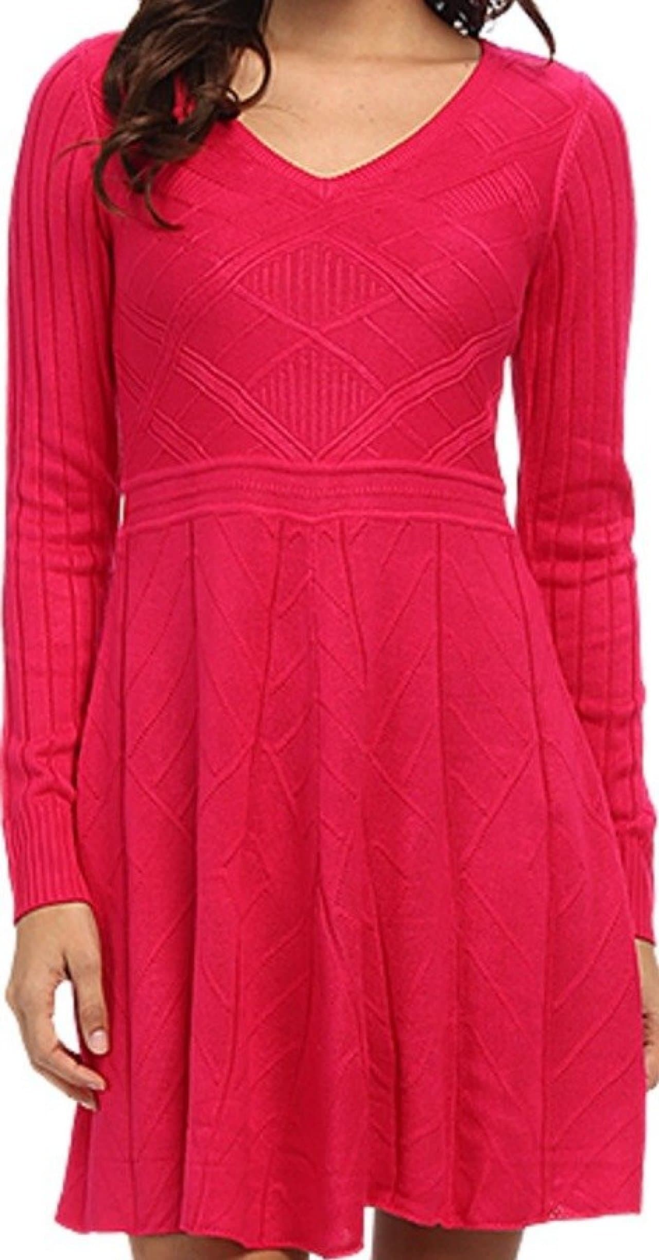 Jessica Simpson V-Neck Sweater Dress Pink Ginger LG (Women's 12-14)